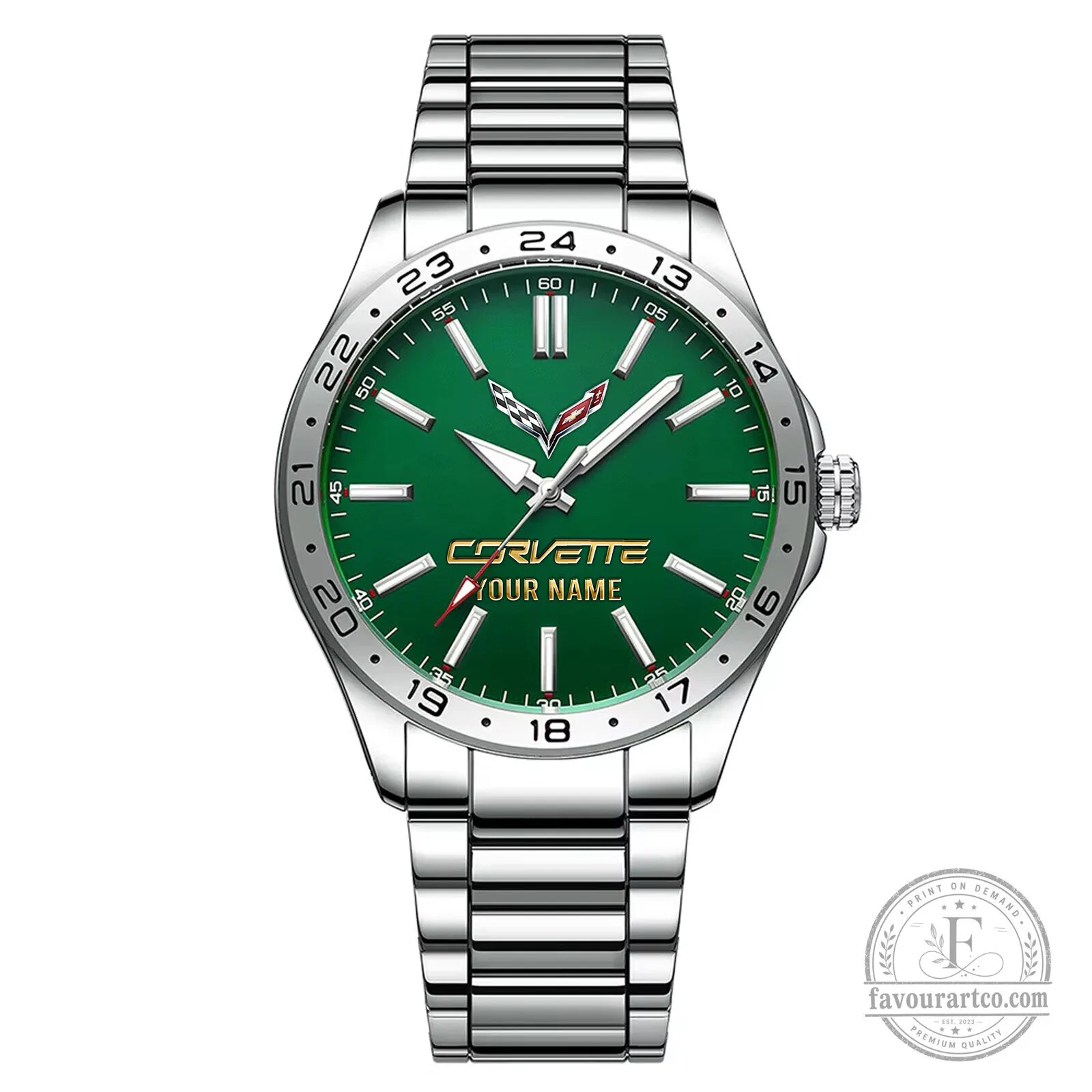 Corvette Custom Name Stainless Steel Men's Watch 22 Corvette Custom Name Stainless Steel Men