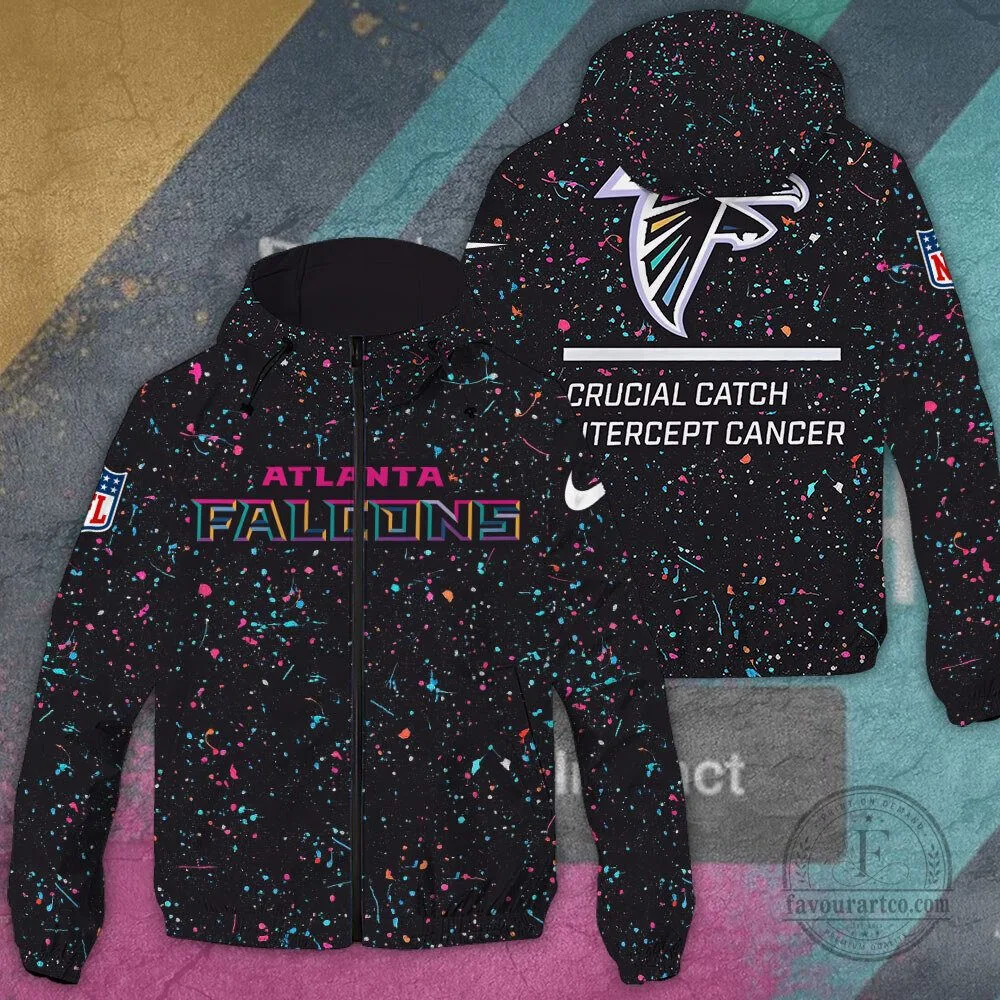 Atlanta Falcons Crucial Catch Intercept Cancer Full-Zip Hoodie