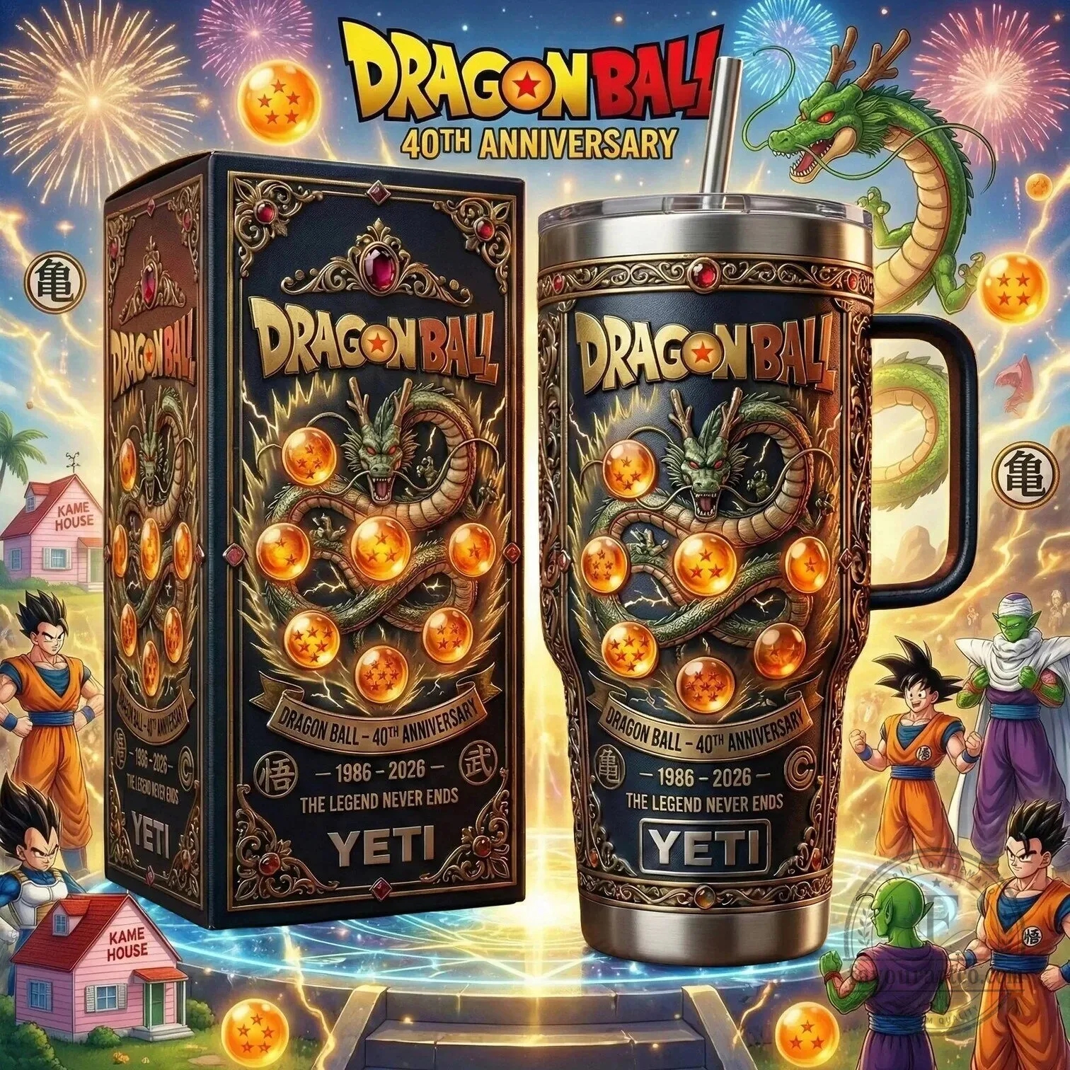 Dragon Ball 40th Anniversary Gold Edition Stainless Steel Insulated Tumbler