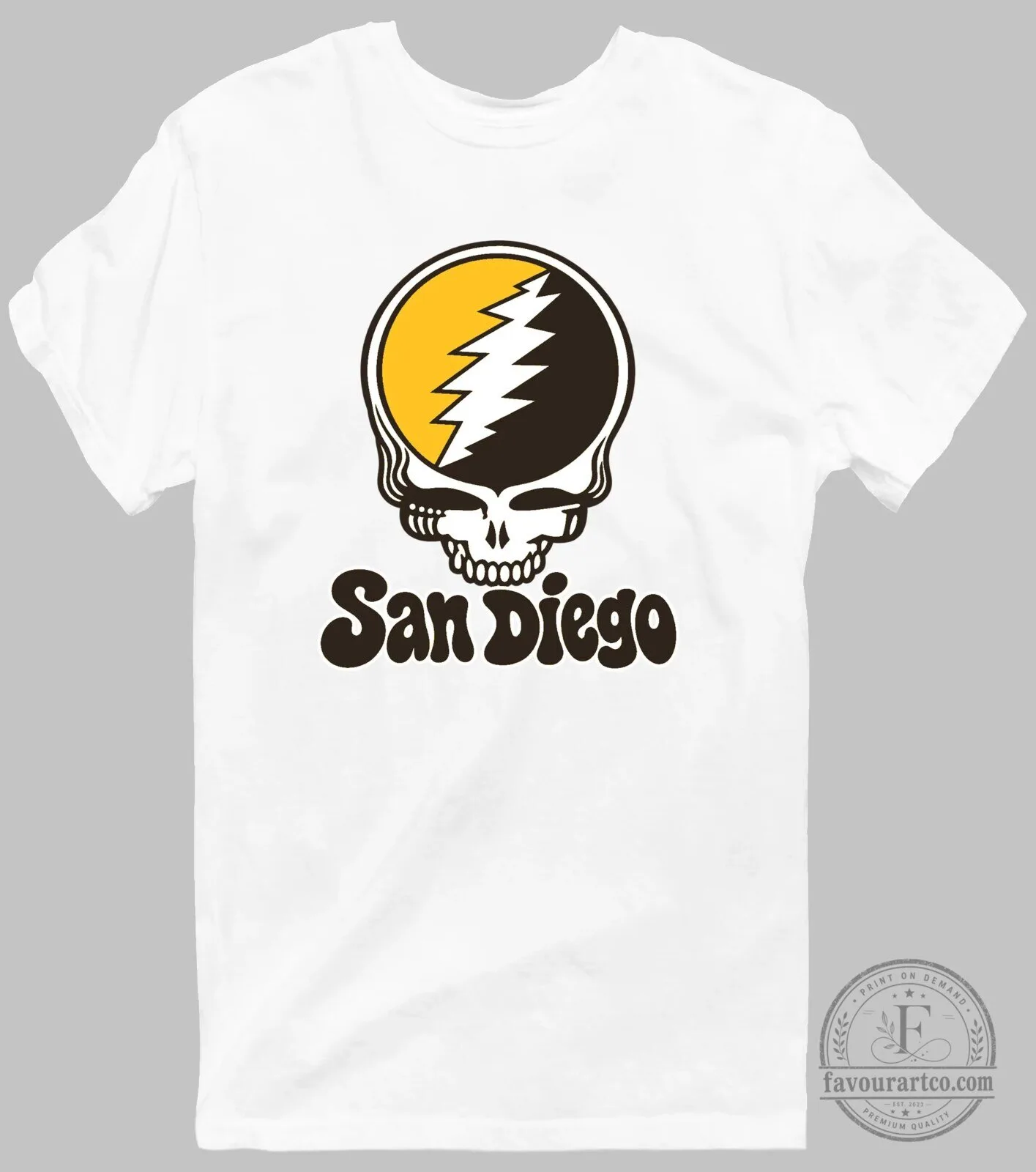 San Diego Padres Grateful Dead Steal Your Face Skull Baseball T-Shirt 28 San Diego Padres Grateful Dead Steal Your Face Skull Baseball T-Shirt