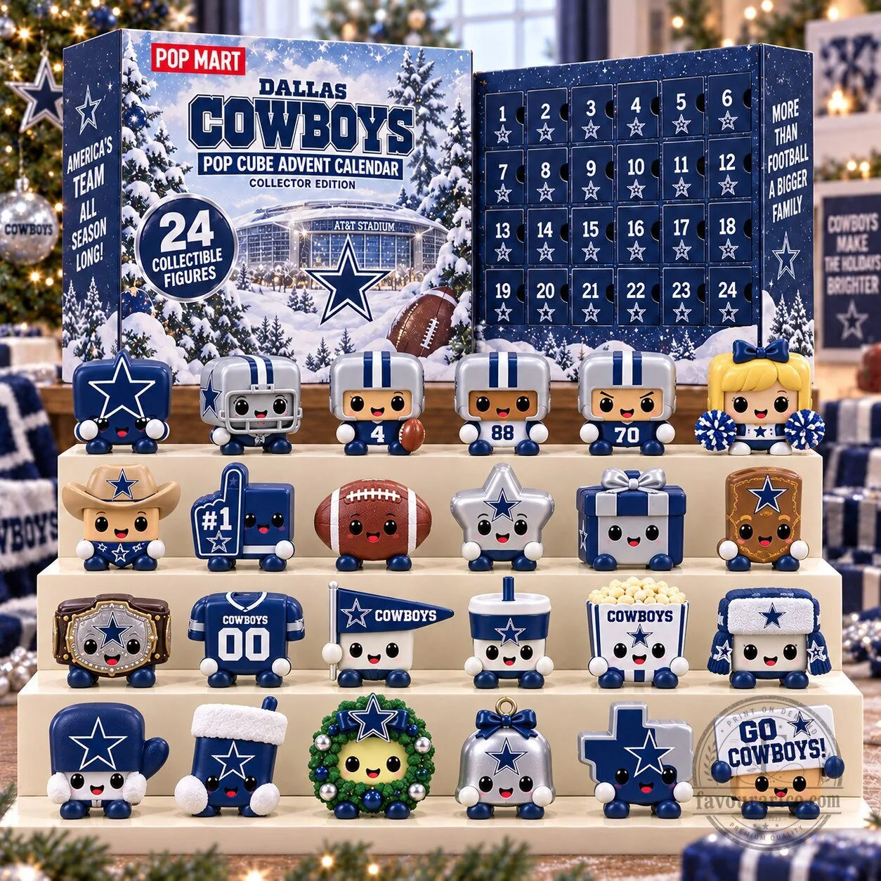 Dallas Cowboys Pop Cube Advent Calendar Collectible Figures Set