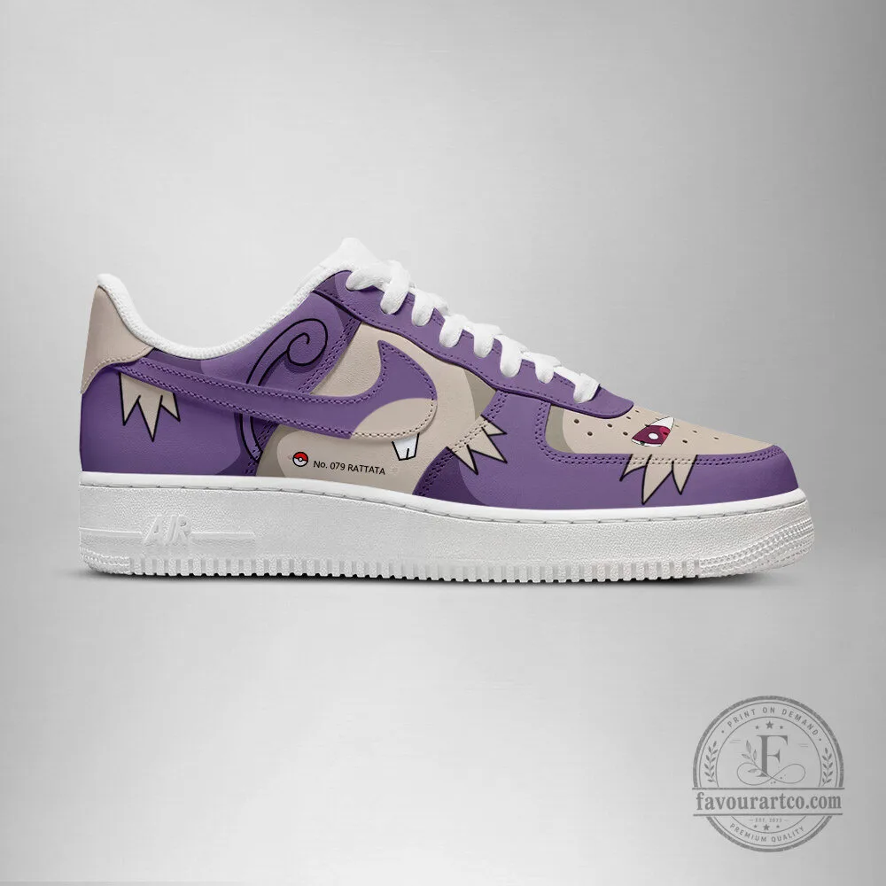 Pokemon Rattata Purple and Beige Custom Sneakers, Unique Anime Fan Shoes 6 Pokemon Rattata Purple and Beige Custom Sneakers, Unique Anime Fan Shoes