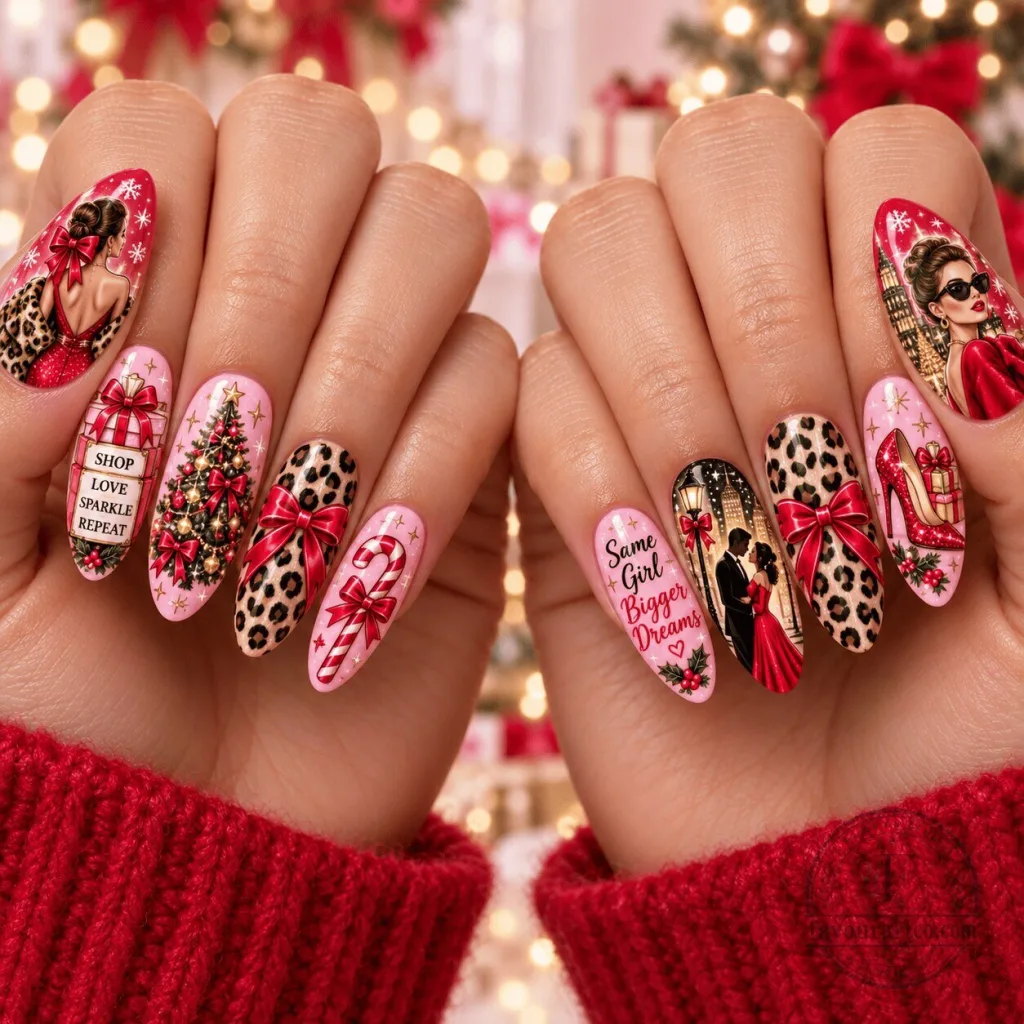 Christmas Leopard Print Fashionista Press-On Nails Set Christmas Leopard Print Fashionista Press-On Nails Set
