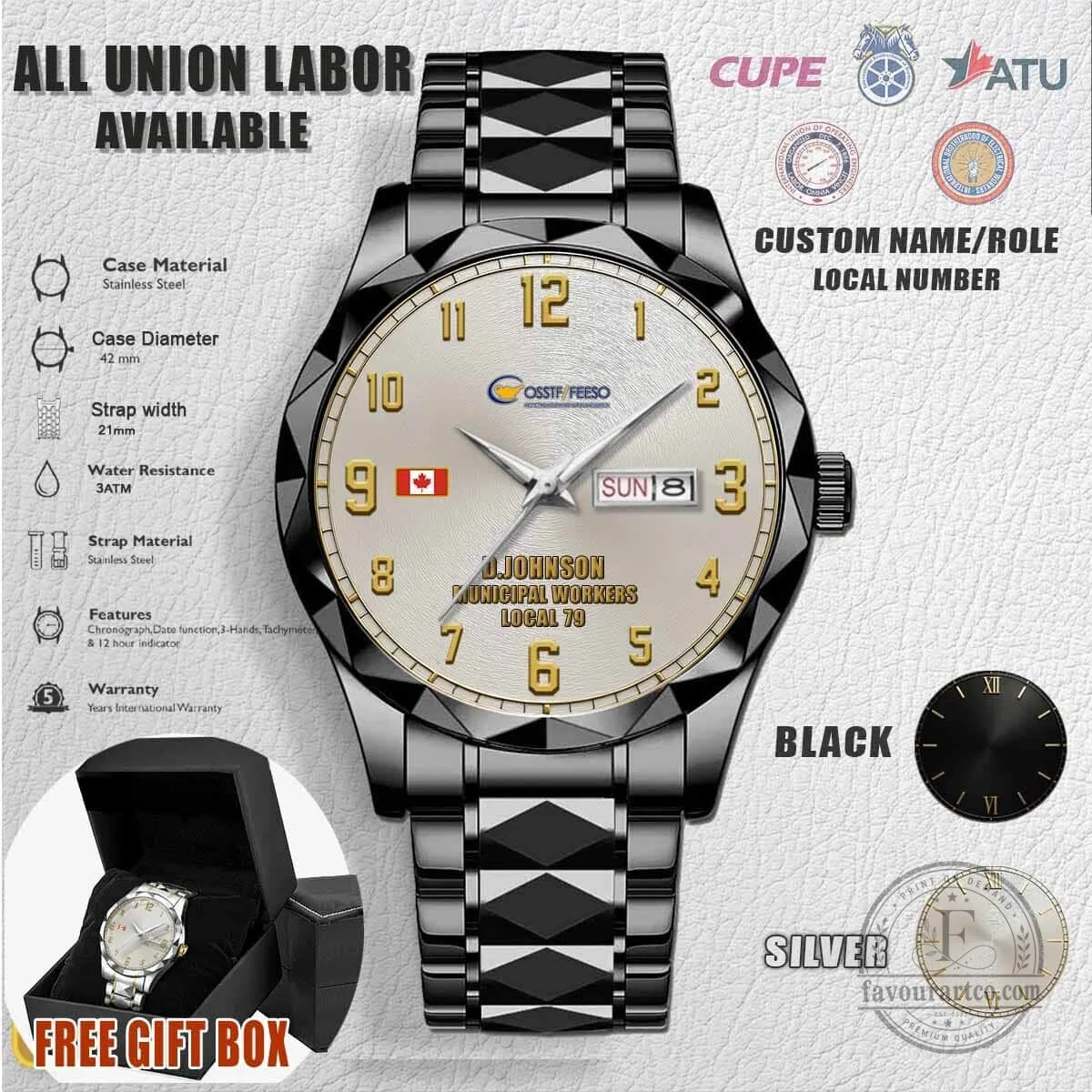 Canadian Union of Public Employees Stainless Steel Wristwatch 6 Canadian Union of Public Employees Stainless Steel Wristwatch