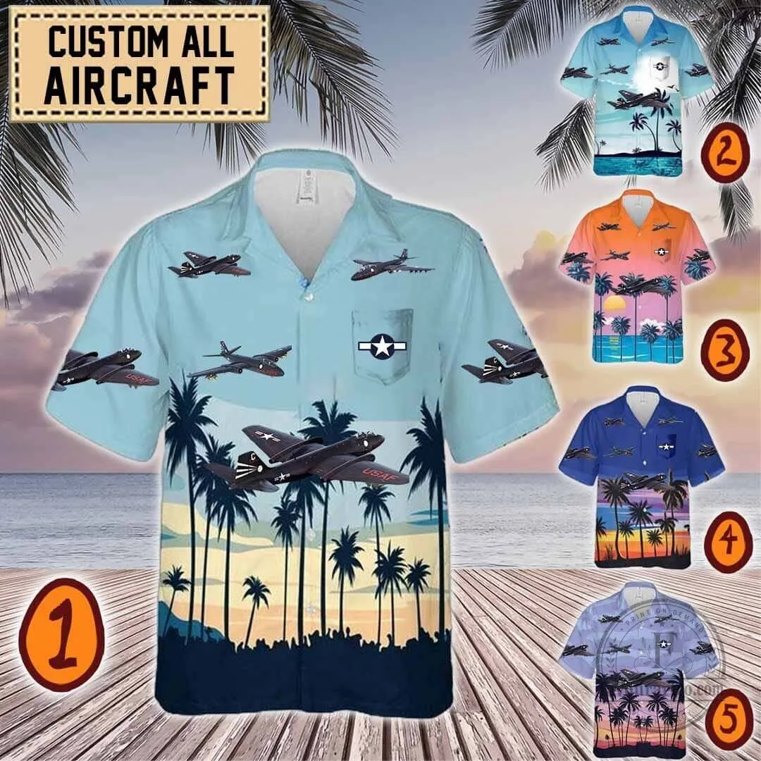 Martin B-57 Canberra Bomber Aircraft Tropical Hawaiian Shirt