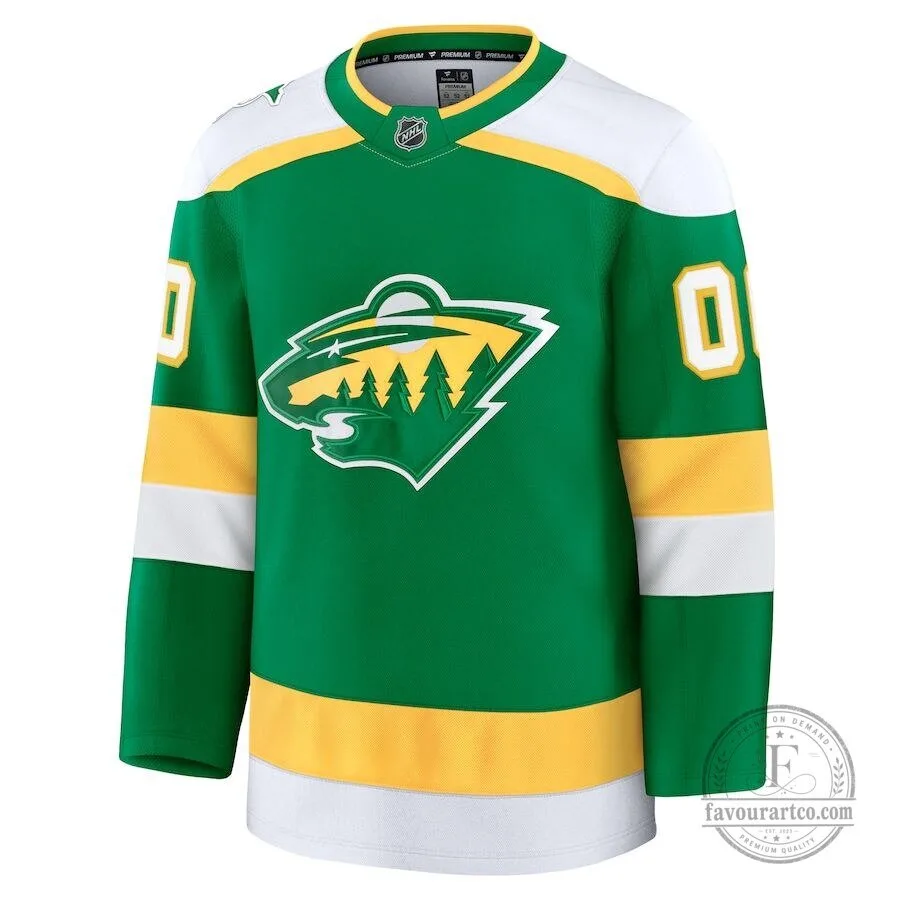 Minnesota Wild NHL Alternate Green and Gold Premium Custom Hockey Jersey 3 Minnesota Wild NHL Alternate Green and Gold Premium Custom Hockey Jersey
