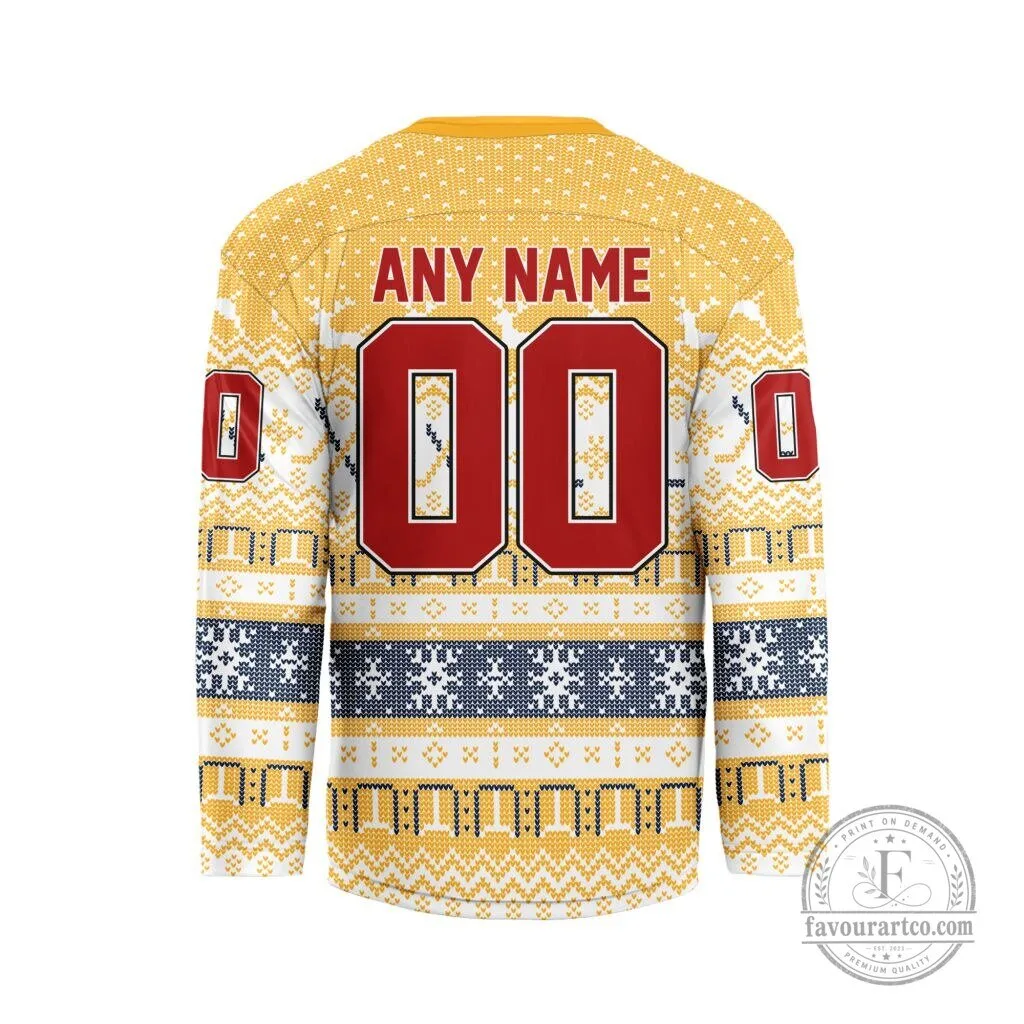 Nashville Predators Christmas Ugly Sweater Style Hockey Jersey 7 Nashville Predators Christmas Ugly Sweater Style Hockey Jersey