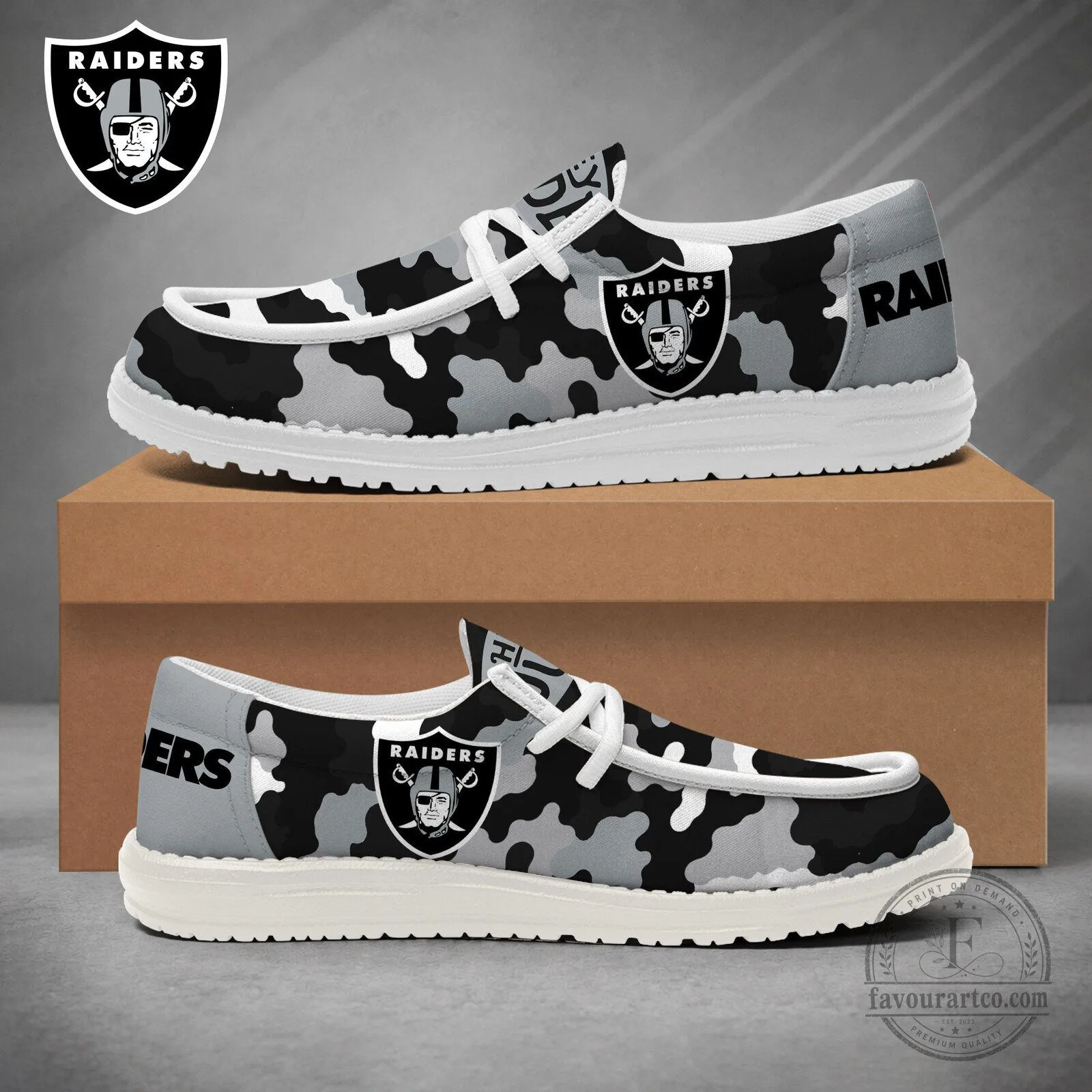 Las Vegas Raiders NFL Game Day Camouflage Loafer Shoes for Men and Women
