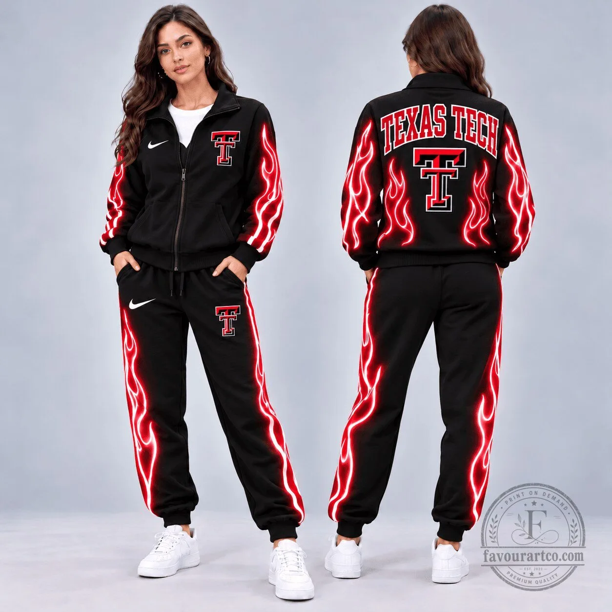 Texas Tech Red Raiders Neon Inferno Flames Tracksuit Set