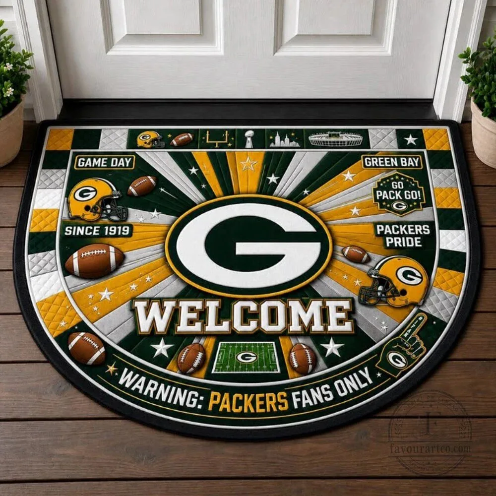 Green Bay Packers Game Day Welcome Mat - Personalized Doormat for Fans