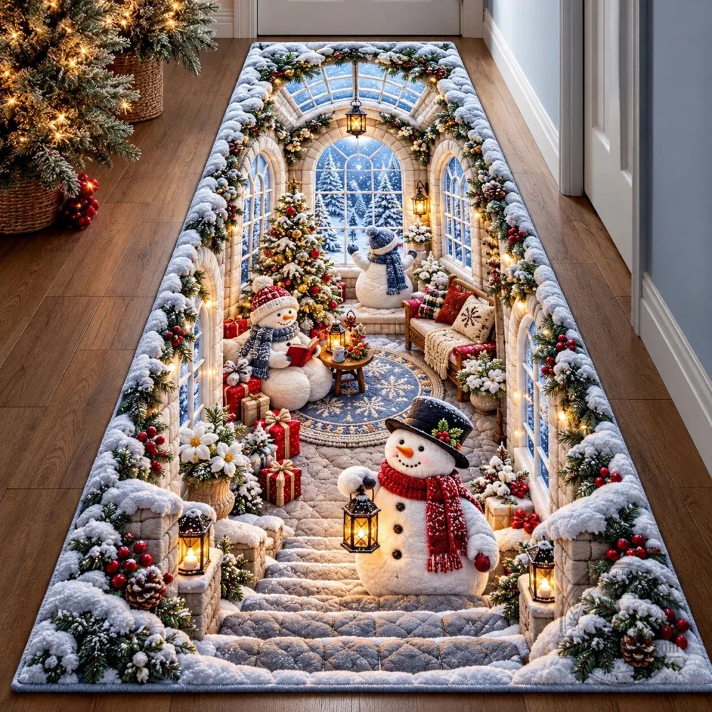 Christmas Snowman Winter Wonderland Holiday Indoor Floor Runner Rug Christmas Snowman Winter Wonderland Holiday Indoor Floor Runner Rug
