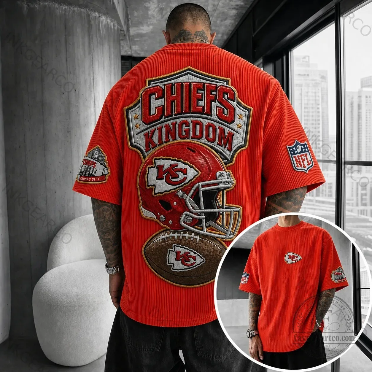 Kansas City Chiefs Kingdom Football Helmet Rugby T-Shirt