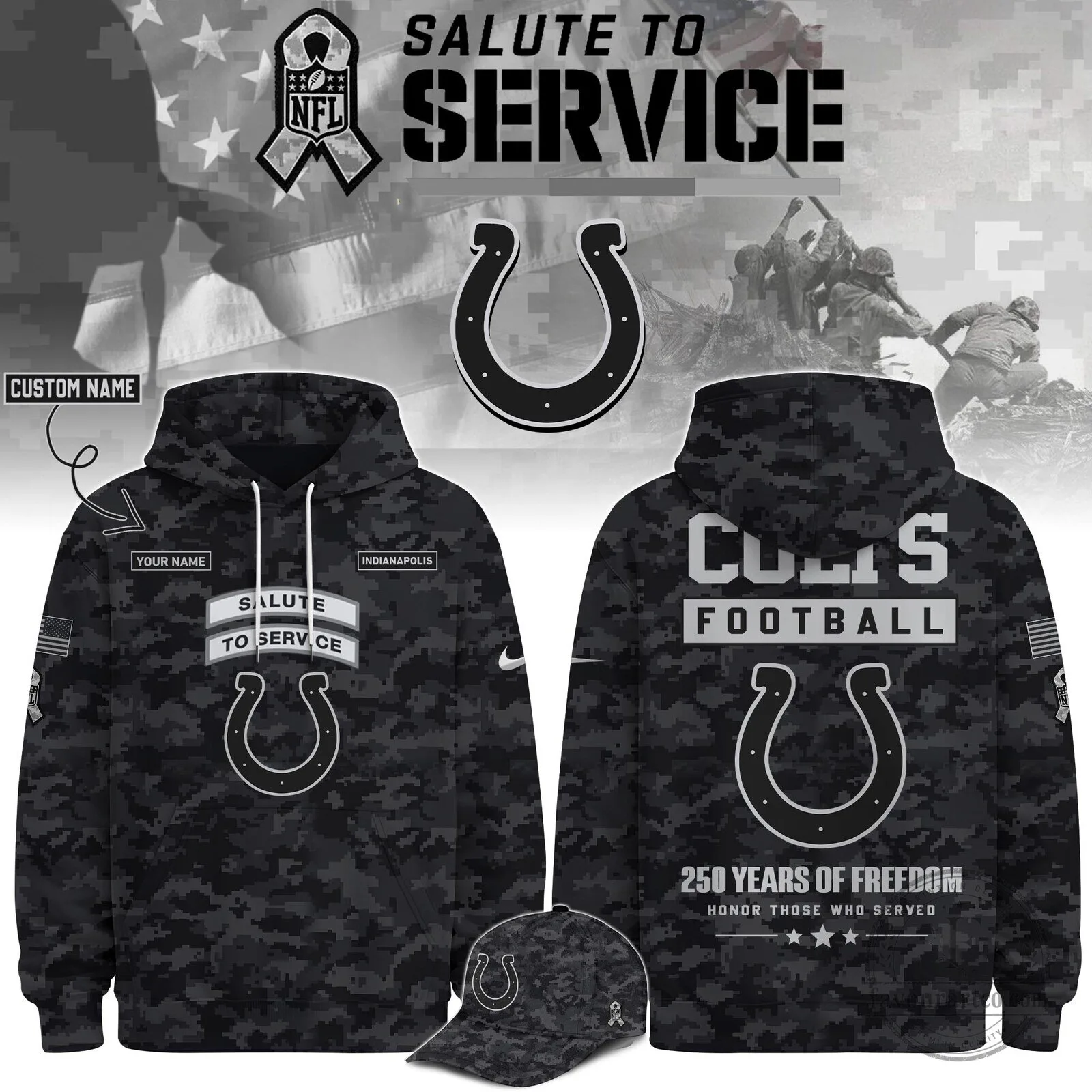 Indianapolis Colts Salute to Service Veterans Day Digital Camouflage Hoodie