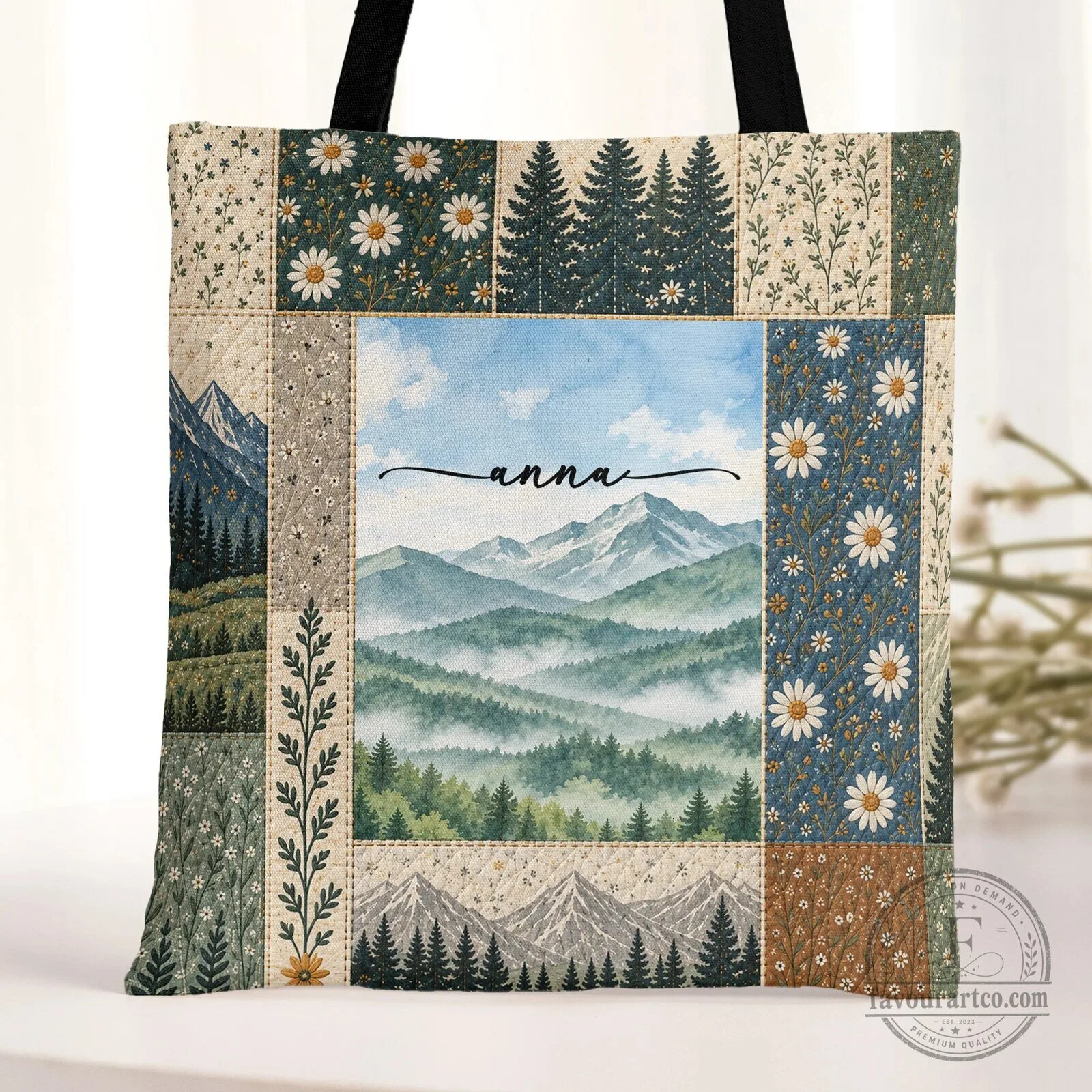 Personalized Nature Rustic Adventure Patchwork Style Tote Bag 10 Personalized Nature Rustic Adventure Patchwork Style Tote Bag