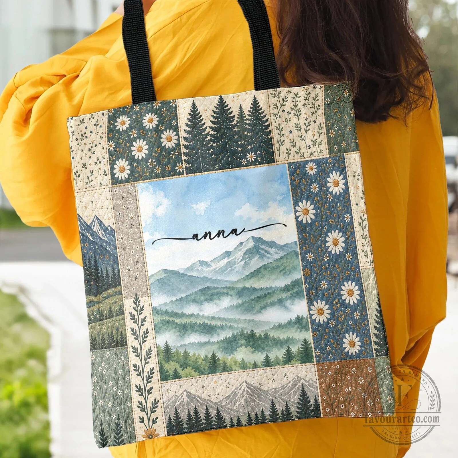 Personalized Nature Rustic Adventure Patchwork Style Tote Bag 12 Personalized Nature Rustic Adventure Patchwork Style Tote Bag
