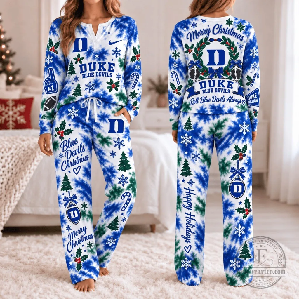 Duke Blue Devils Christmas Tie-Dye Holiday Pajamas Set Duke Blue Devils Christmas Tie-Dye Holiday Pajamas Set