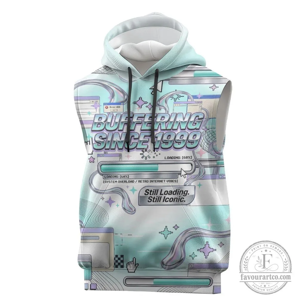 Buffering Since 1999 Y2K Retro Internet Vibes Sleeveless Hoodie
