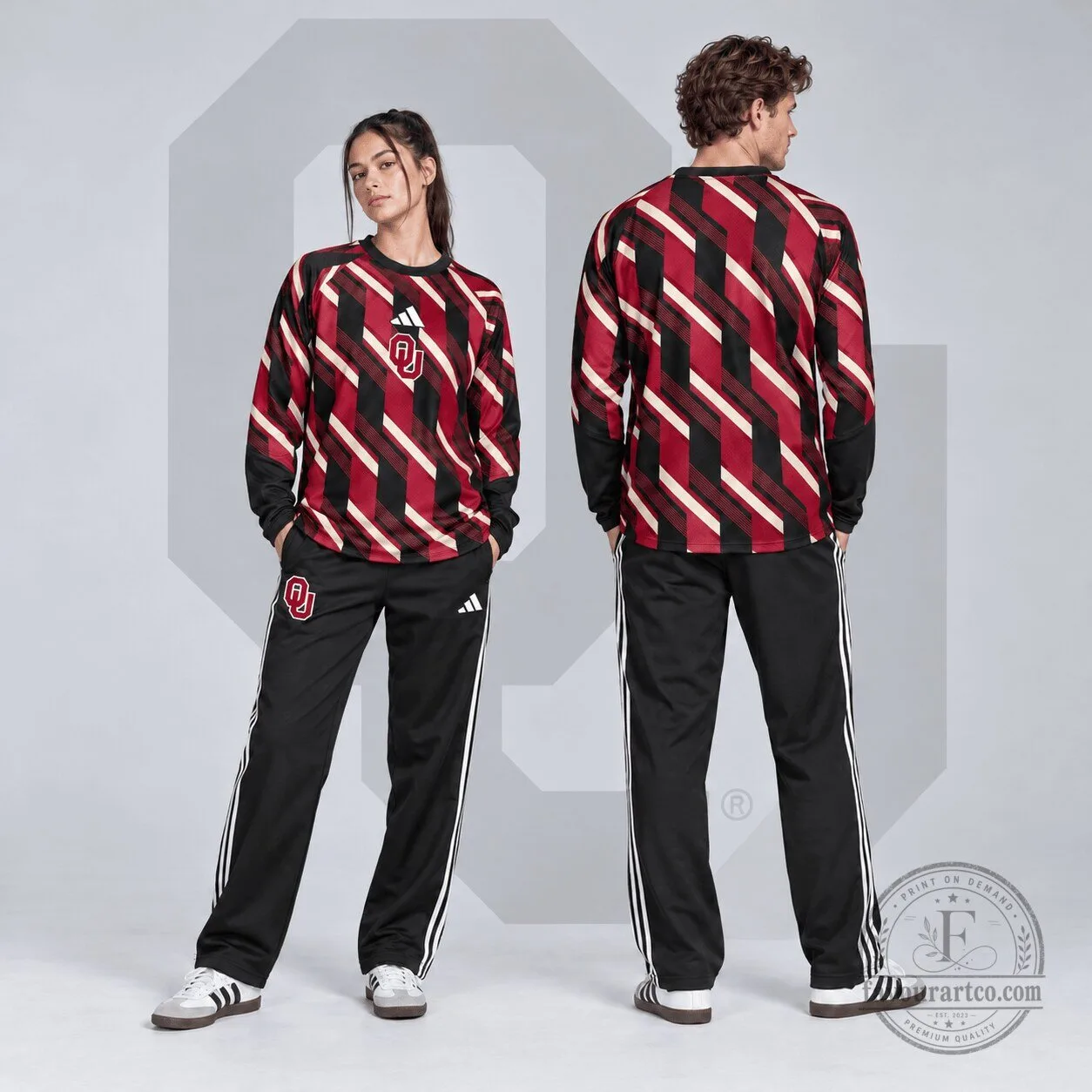 Oklahoma Sooners NCAA Diagonal Stripe Long Sleeve Performance Shirt