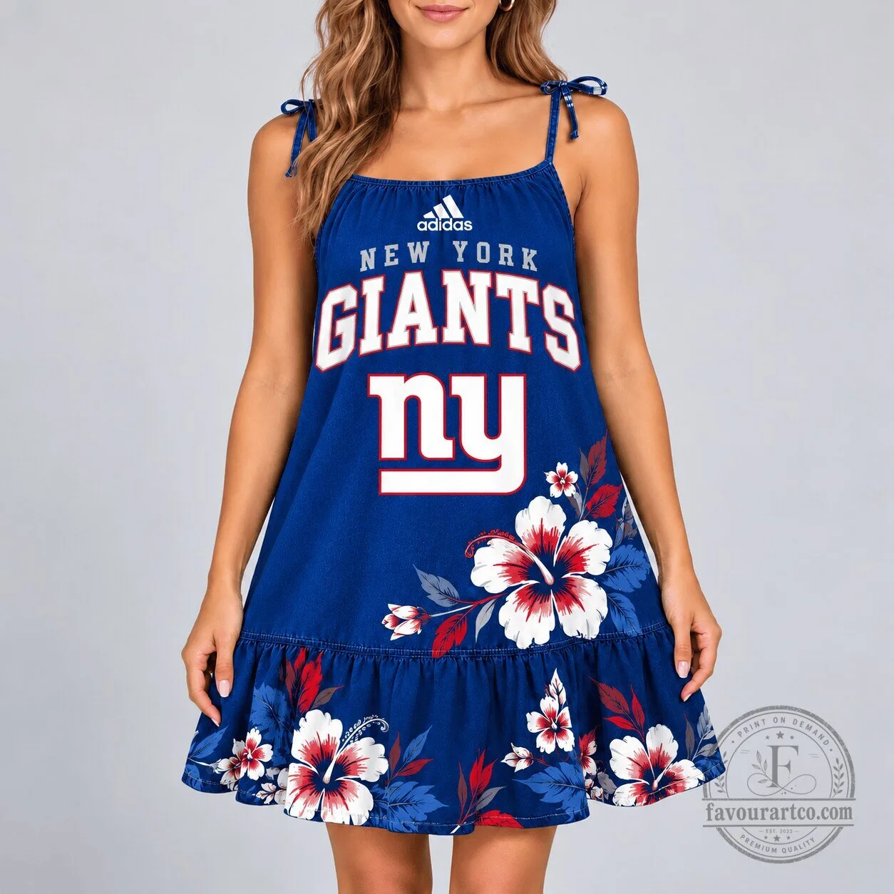 New York Giants NFL Football Team Hibiscus Floral Sundress