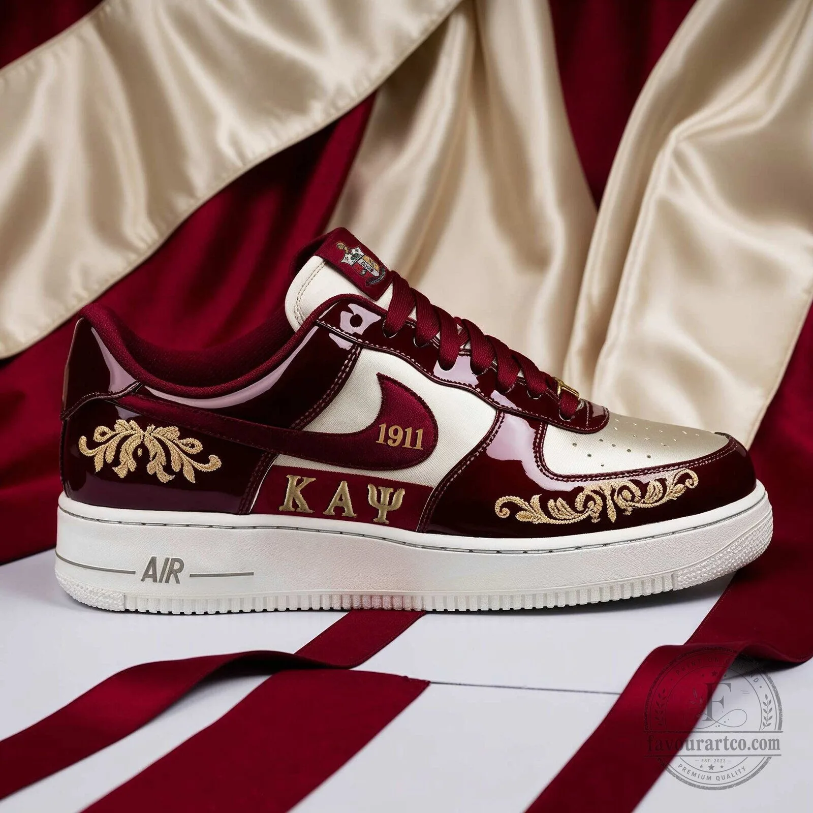 Kappa Alpha Psi 1911 Founders Day Red and Gold Custom Sneakers