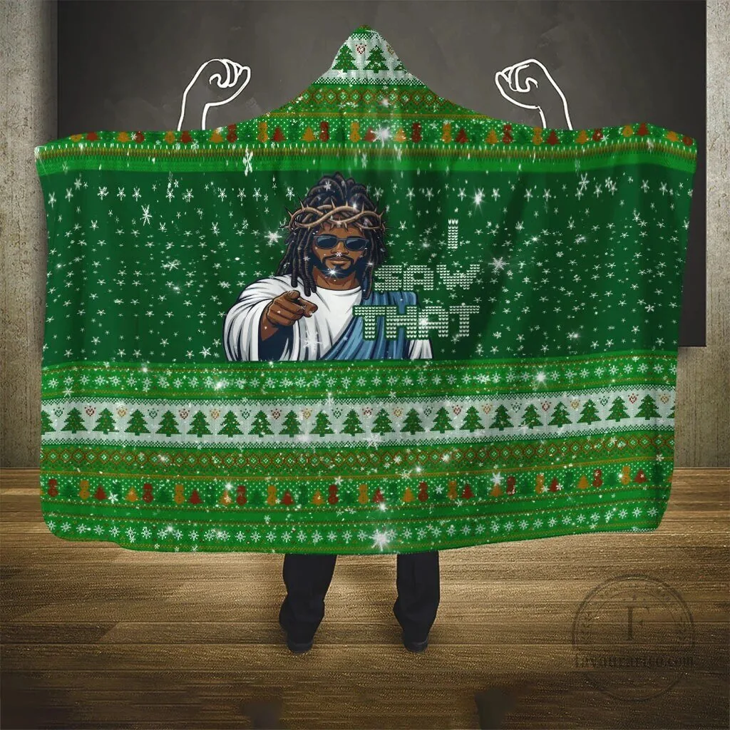 Black Jesus I Saw That Ugly Christmas Hooded Blanket for Holiday Season 8 Black Jesus I Saw That Ugly Christmas Hooded Blanket for Holiday Season