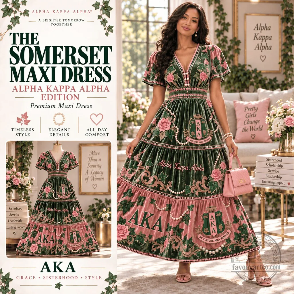 Alpha Kappa Alpha Somerset Edition Premium Velvet Maxi Dress Alpha Kappa Alpha Somerset Edition Premium Velvet Maxi Dress