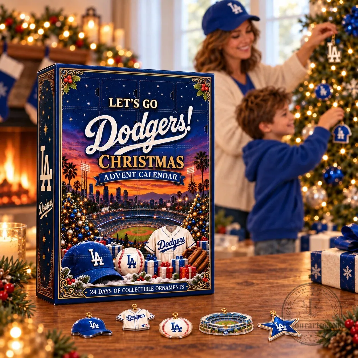 Los Angeles Dodgers Christmas Advent Calendar with Collectible Ornaments
