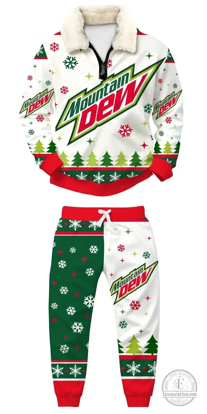 Mountain Dew Christmas Holiday Ugly Sweater Quarter Zip Sweatshirt