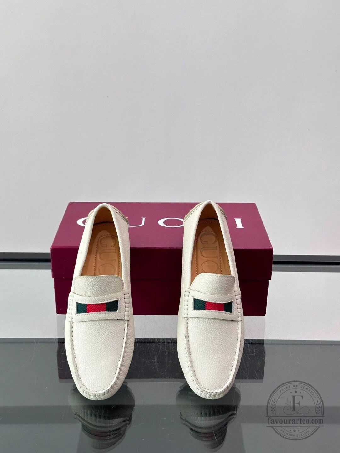 Gucci White Leather Loafer Shoes for Men with Signature Web Stripe 11 Gucci White Leather Loafer Shoes for Men with Signature Web Stripe