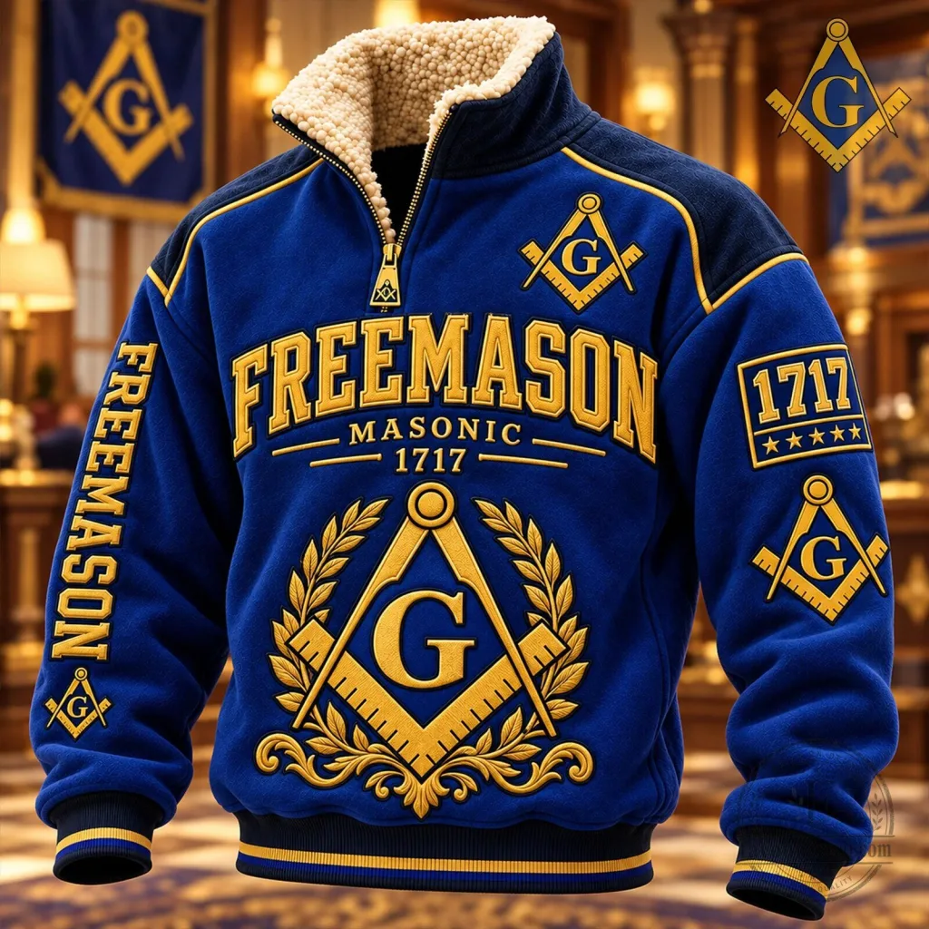 Blue Sherpa Collar Sweatshirt for Masonic Lodge Freemason Members Blue Sherpa Collar Sweatshirt for Masonic Lodge Freemason Members