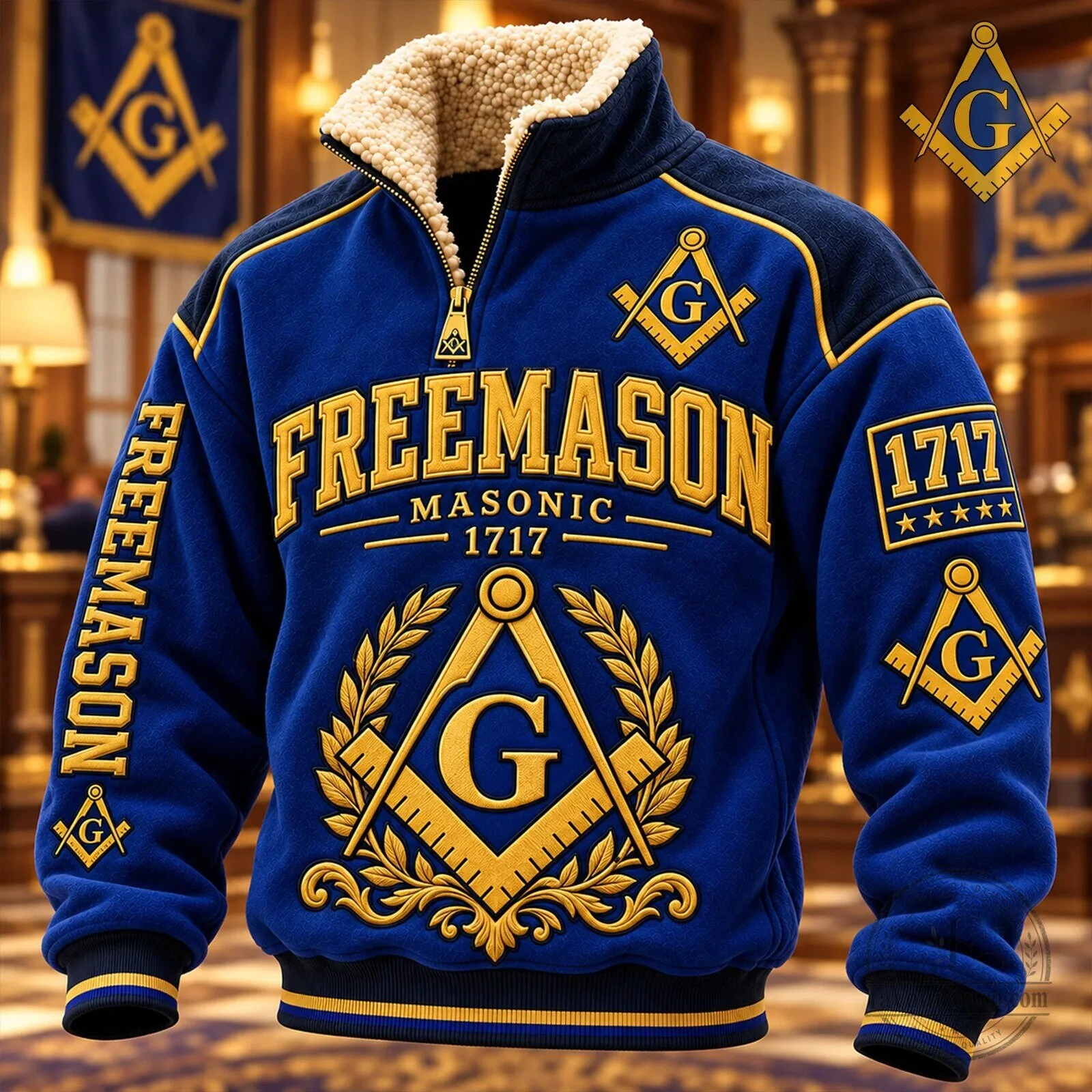 Blue Sherpa Collar Sweatshirt for Masonic Lodge Freemason Members 3 Blue Sherpa Collar Sweatshirt for Masonic Lodge Freemason Members