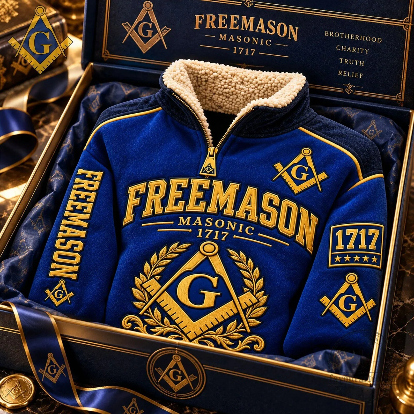 Blue Sherpa Collar Sweatshirt for Masonic Lodge Freemason Members 7 Blue Sherpa Collar Sweatshirt for Masonic Lodge Freemason Members