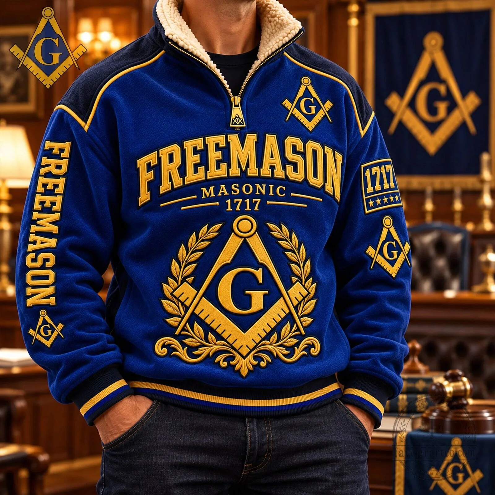 Blue Sherpa Collar Sweatshirt for Masonic Lodge Freemason Members 8 Blue Sherpa Collar Sweatshirt for Masonic Lodge Freemason Members