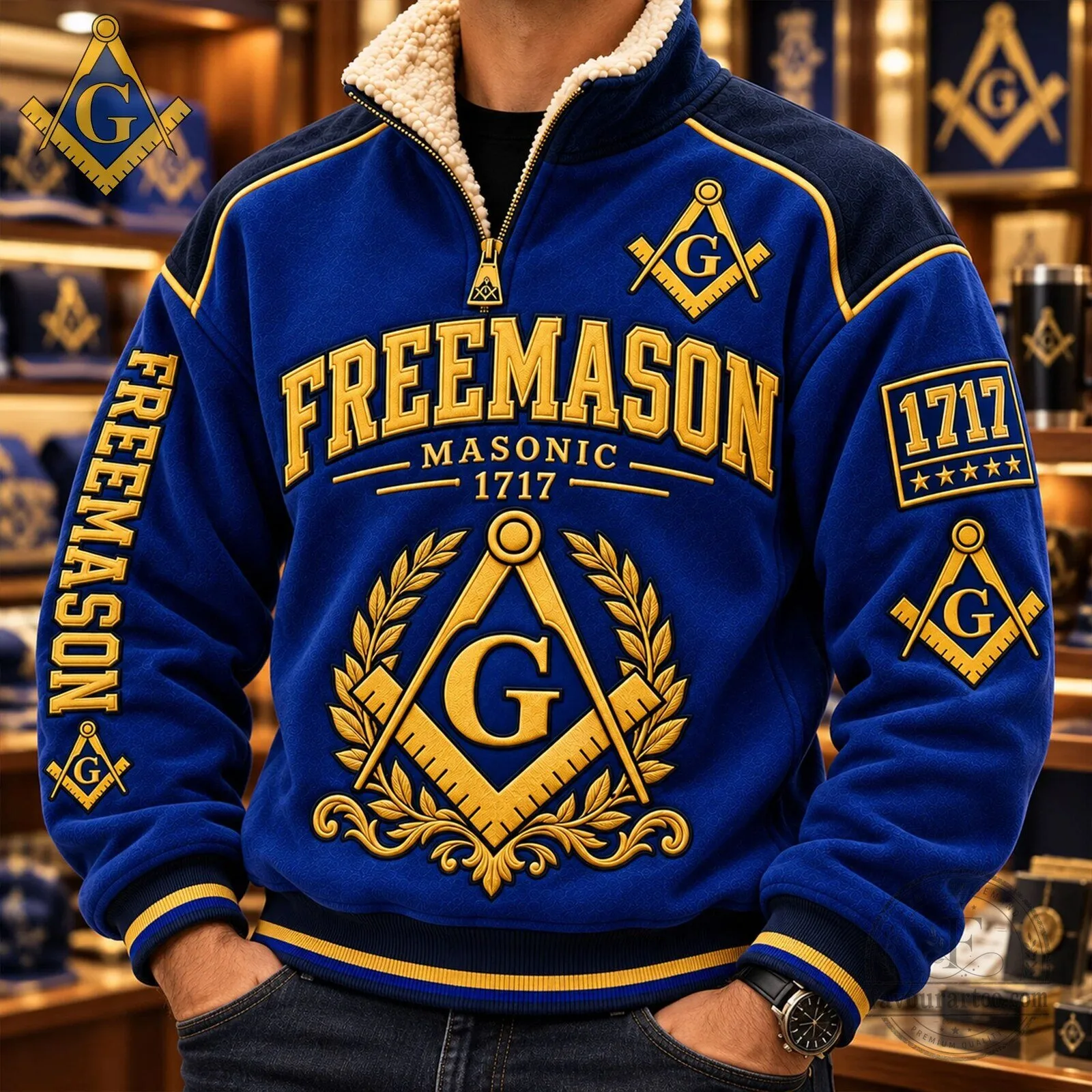 Blue Sherpa Collar Sweatshirt for Masonic Lodge Freemason Members 9 Blue Sherpa Collar Sweatshirt for Masonic Lodge Freemason Members