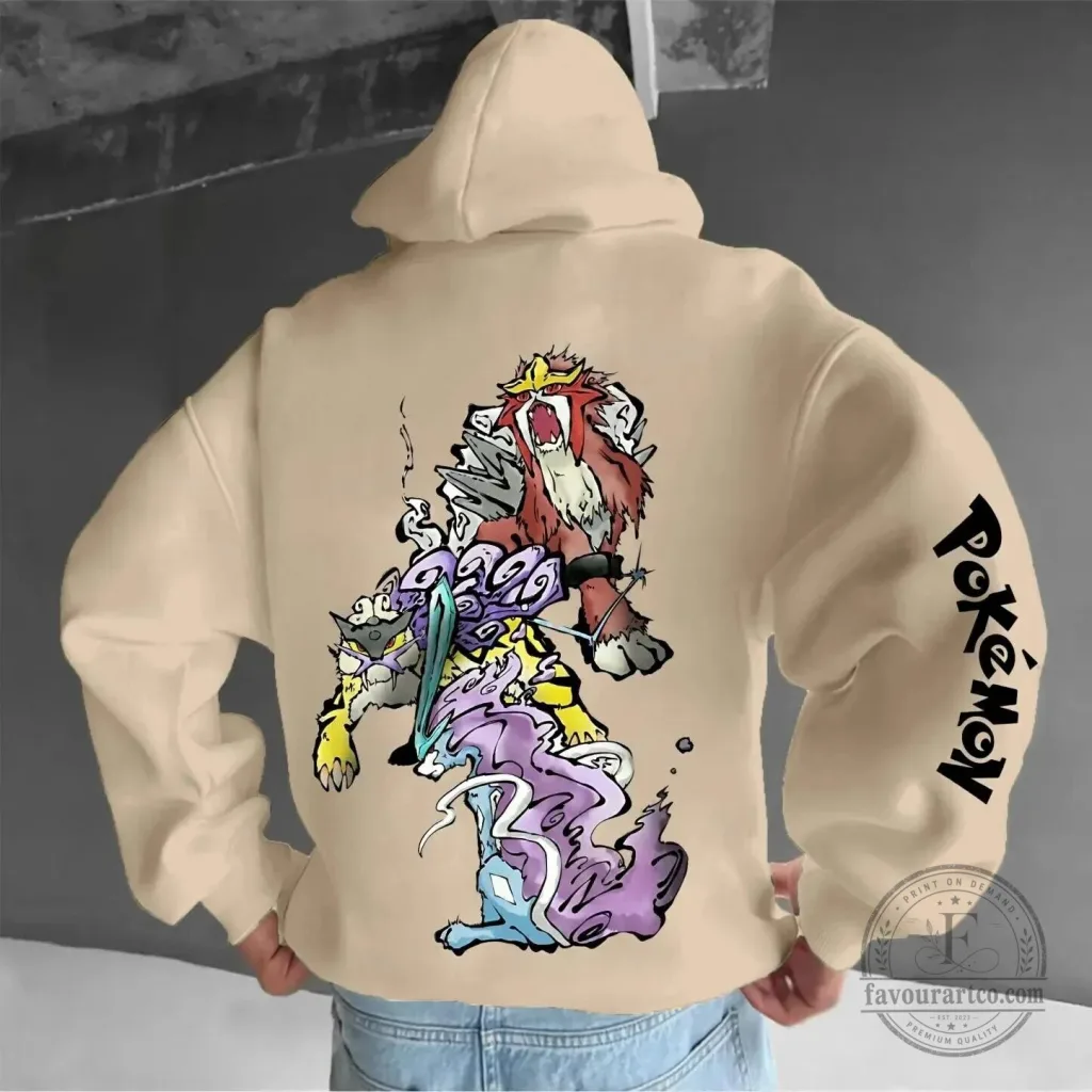 Pokemon Entei Raikou Suicune Legendary Beasts Unisex Pullover Hoodie Pokemon Entei Raikou Suicune Legendary Beasts Unisex Pullover Hoodie