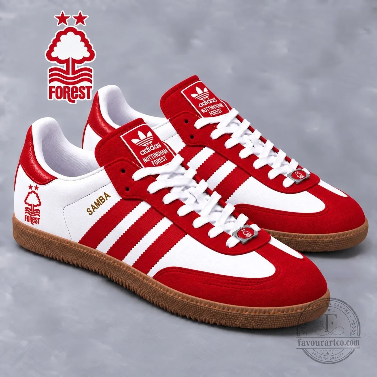 Nottingham Forest Football Club Red and White Samba Style Casual Shoes 5 Nottingham Forest Football Club Red and White Samba Style Casual Shoes