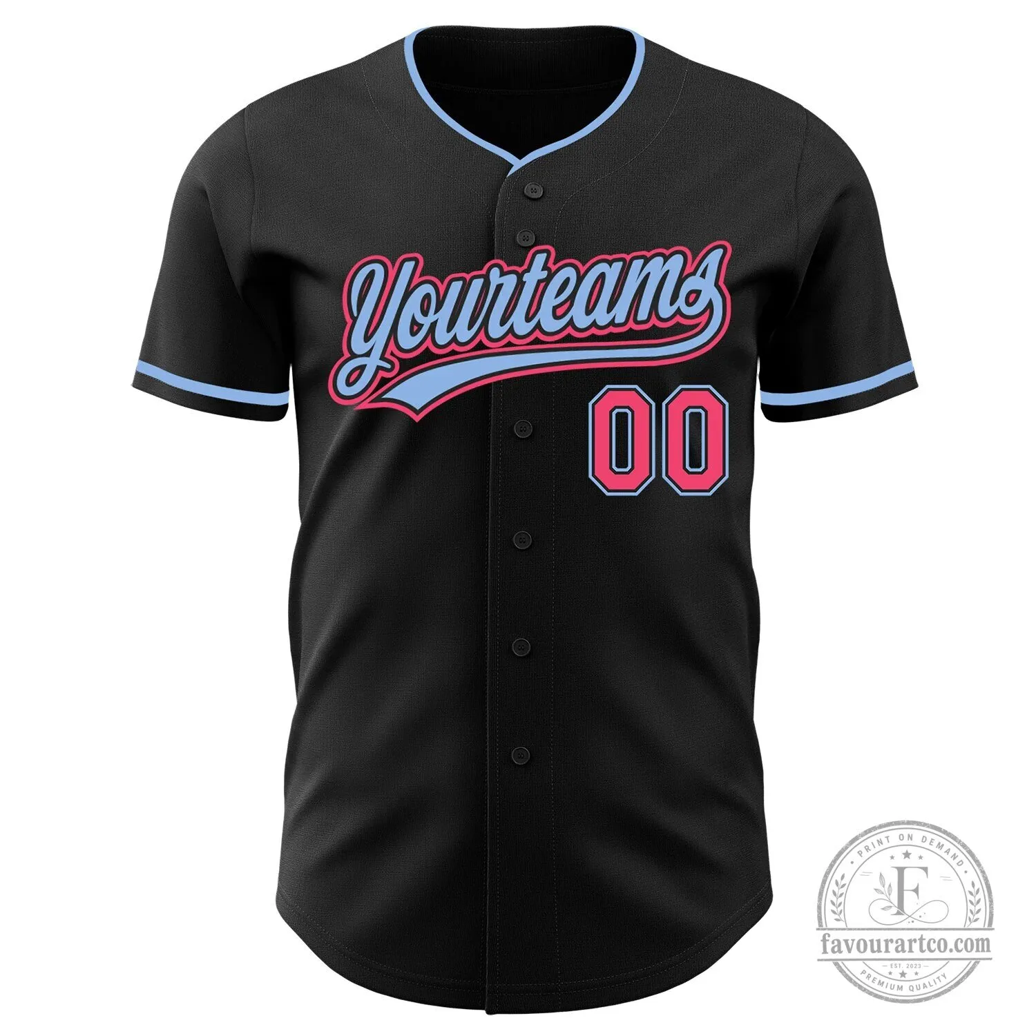 Custom Black Neon Pink Light Blue Baseball Jersey 10 Custom Black Neon Pink Light Blue Baseball Jersey