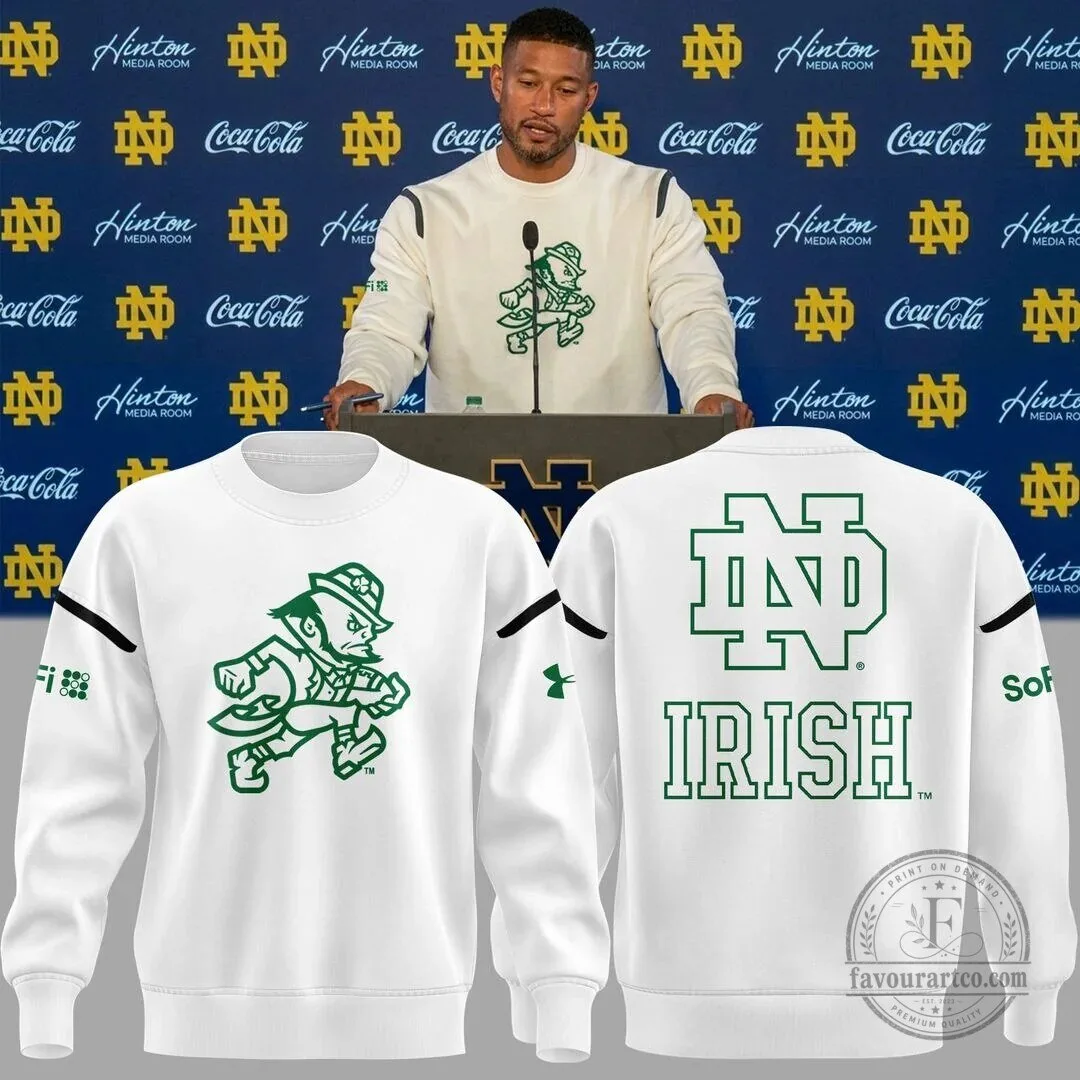 Notre Dame Football Fighting Irish Mascot White Sweatshirt