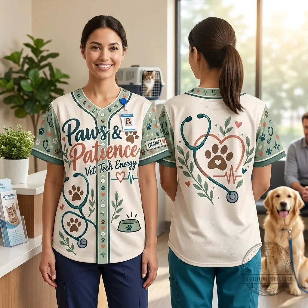 Personalized Veterinary Technician Paws Patience Baseball Jersey
