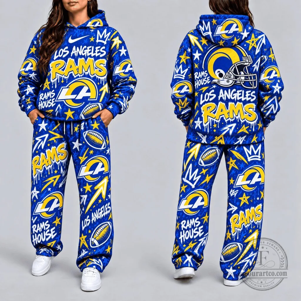 Graffiti Style All-Over Print Hoodie for Los Angeles Rams Football Team Graffiti Style All-Over Print Hoodie for Los Angeles Rams Football Team