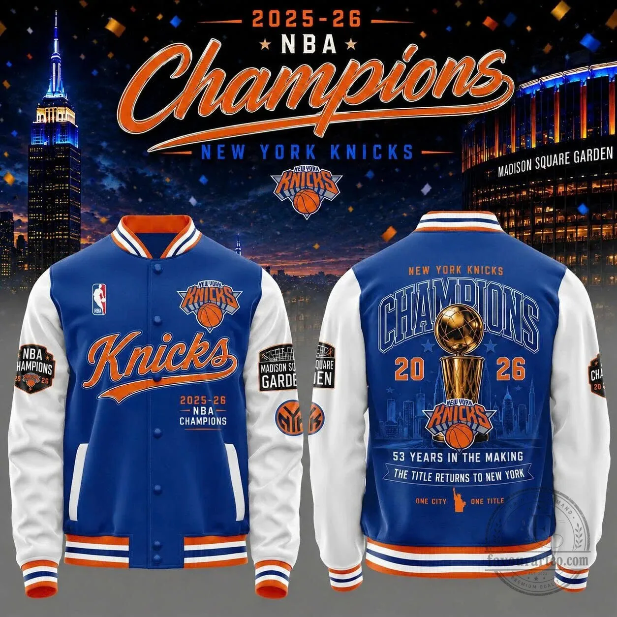 2026 Varsity Jacket for NBA Champions New York Knicks
