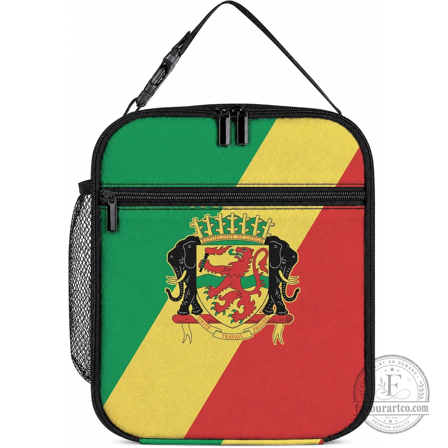 Republic of the Congo Flag and Emblem Insulated Lunch Bag 5 Republic of the Congo Flag and Emblem Insulated Lunch Bag