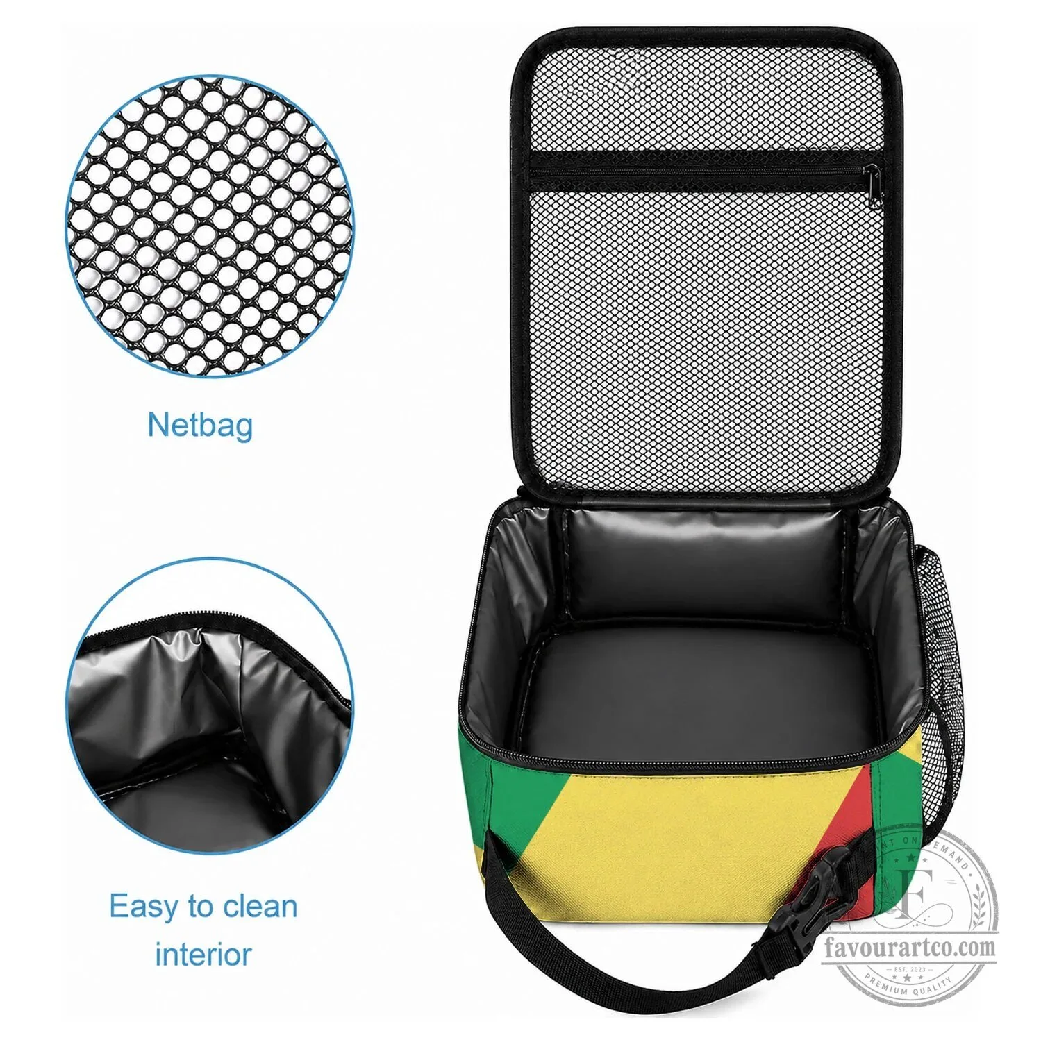Republic of the Congo Flag and Emblem Insulated Lunch Bag 7 Republic of the Congo Flag and Emblem Insulated Lunch Bag