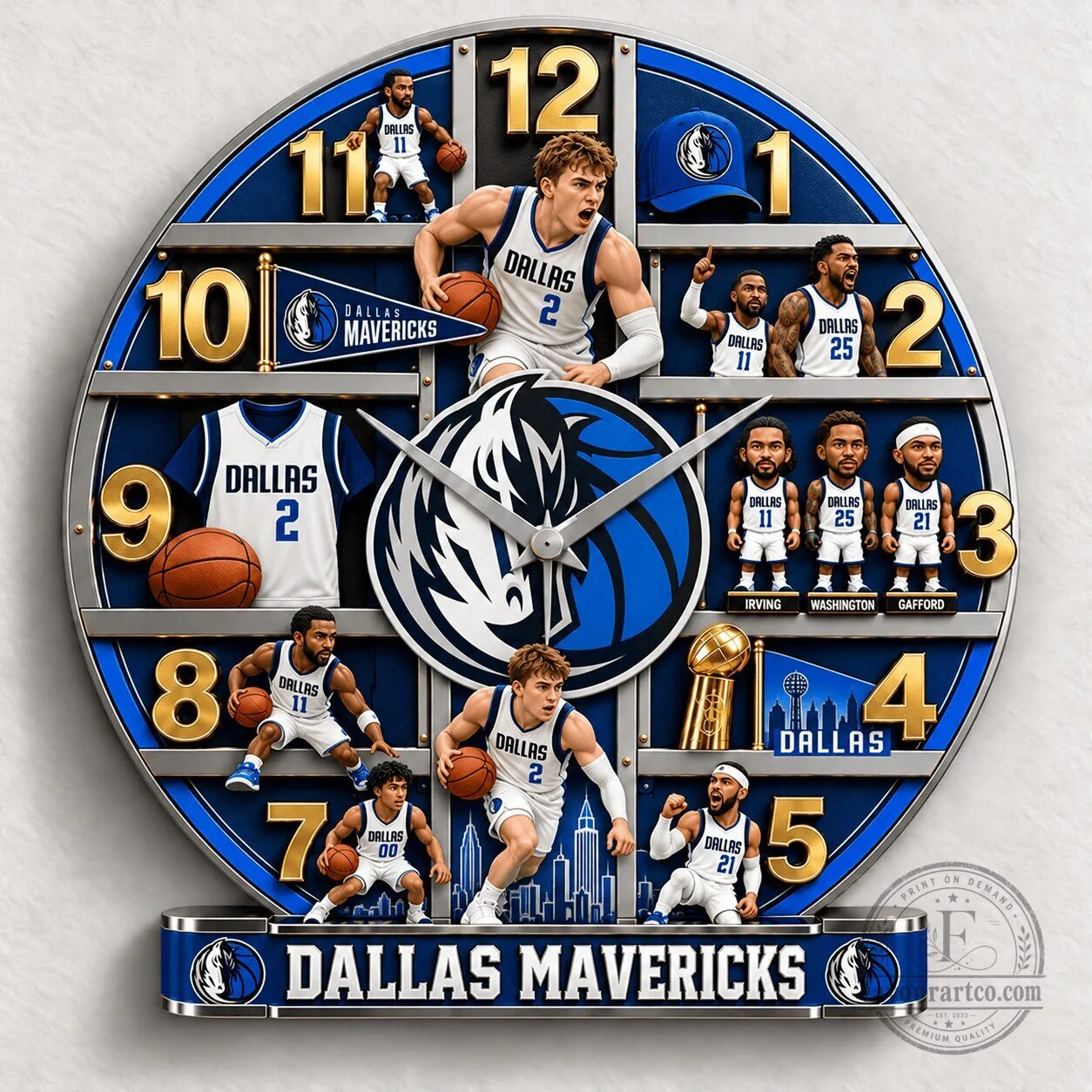 Dallas Mavericks NBA Basketball Team Players and Logo Wall Clock 1 Dallas Mavericks NBA Basketball Team Players and Logo Wall Clock