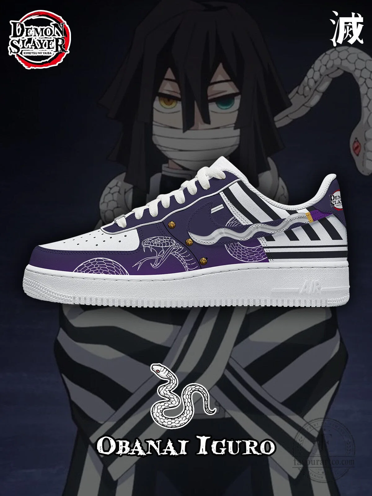 Demon Slayer Obanai Iguro Custom Anime Sneakers