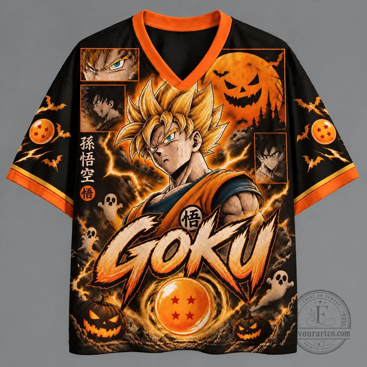 Dragon Ball Z Son Goku Halloween Super Saiyan Anime Short Sleeve Jersey