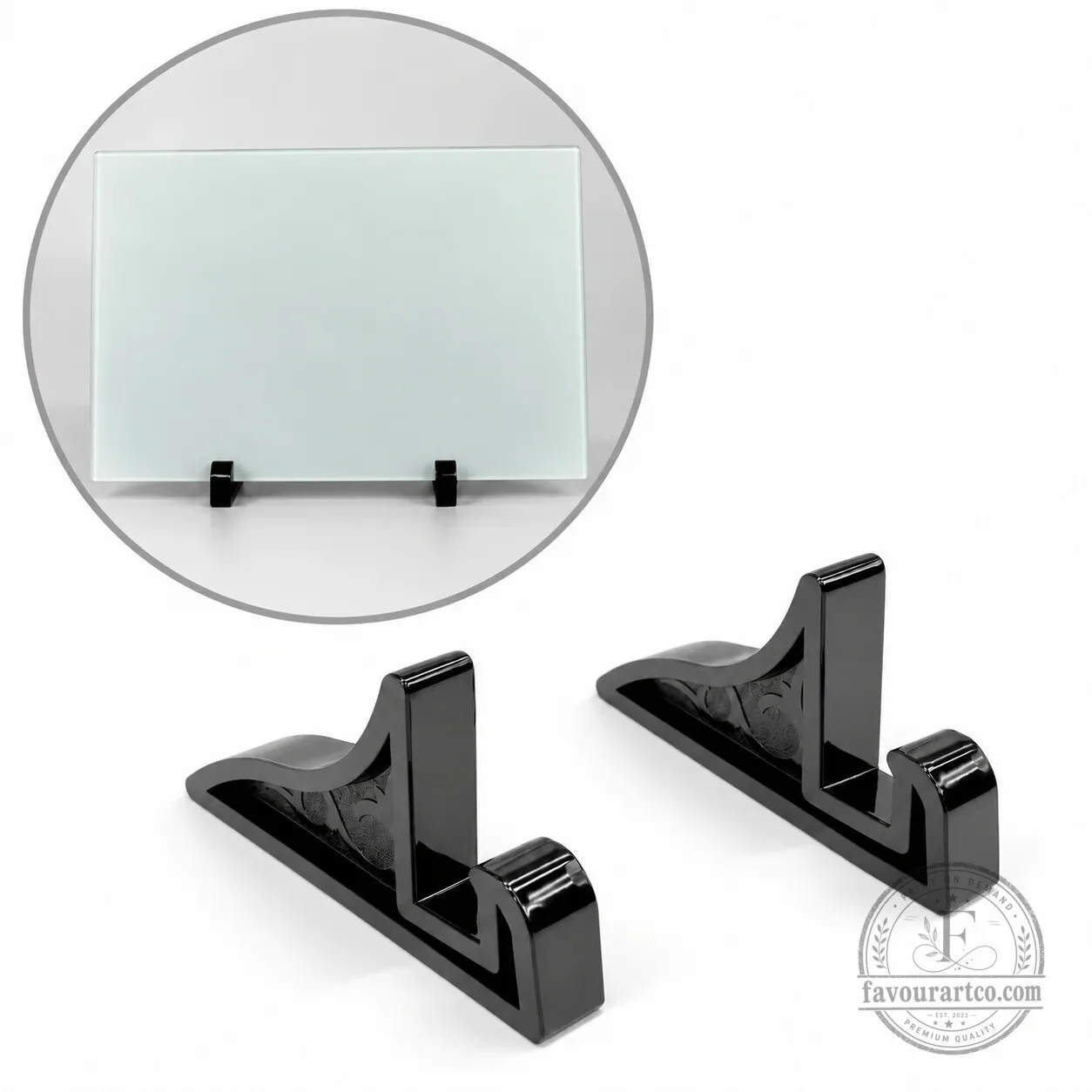 Black Plastic Display Stand for Photo Panels and Plaques 1 Black Plastic Display Stand for Photo Panels and Plaques