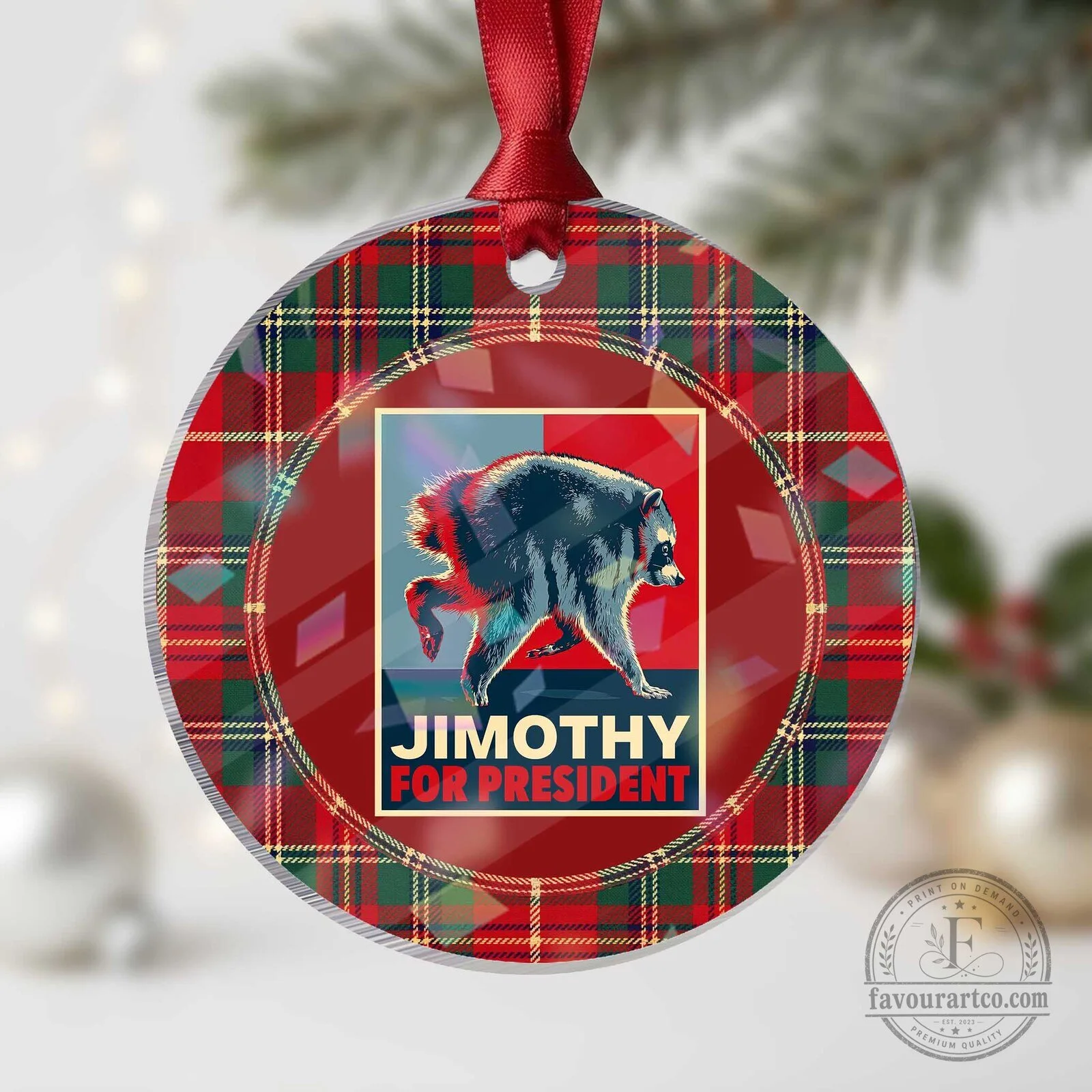 Jimothy For President Parody Raccoon Hope Style Christmas Tree Ornament