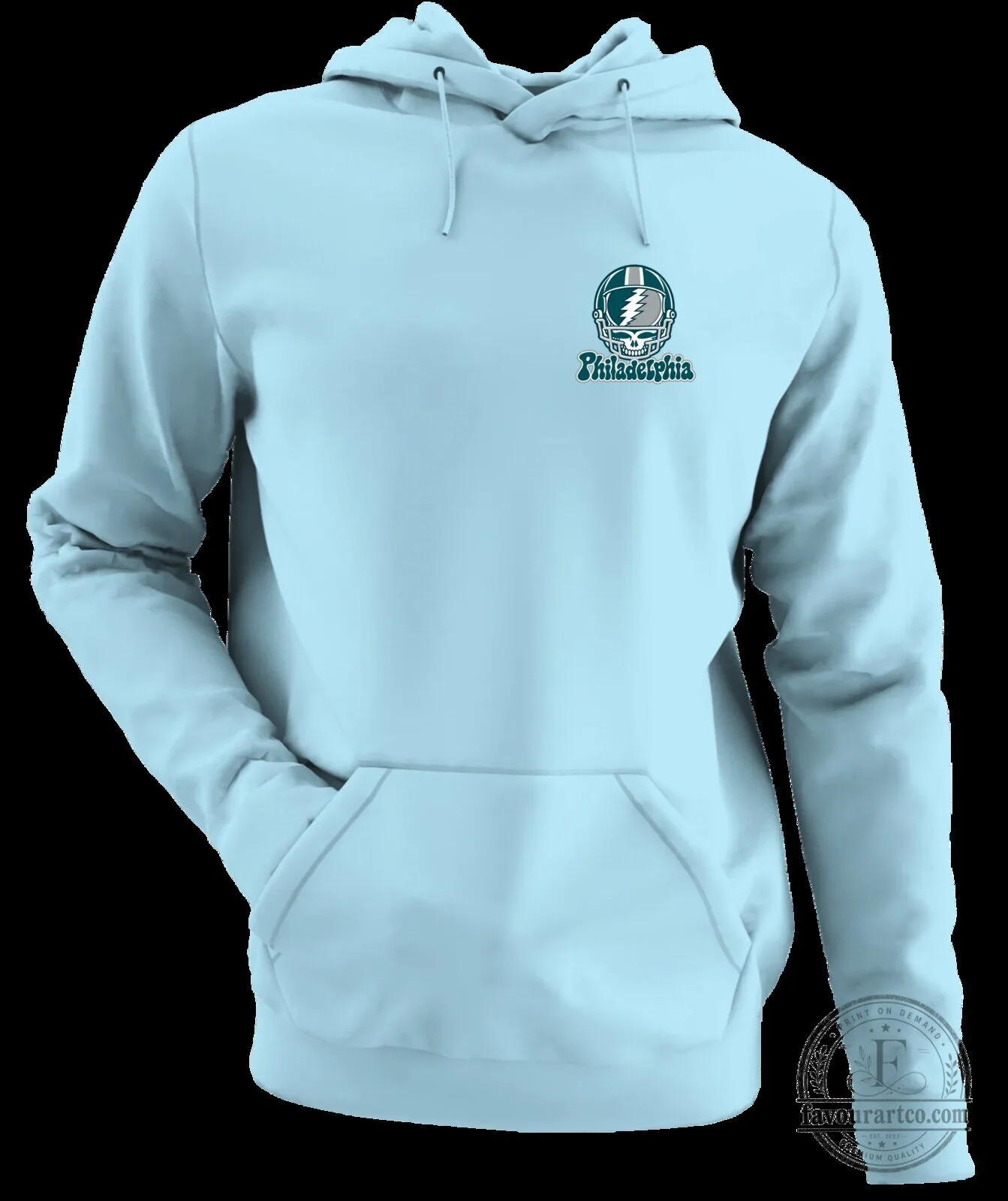 Philadelphia Eagles Grateful Dead Stealie Helmet Logo Light Blue Hoodie