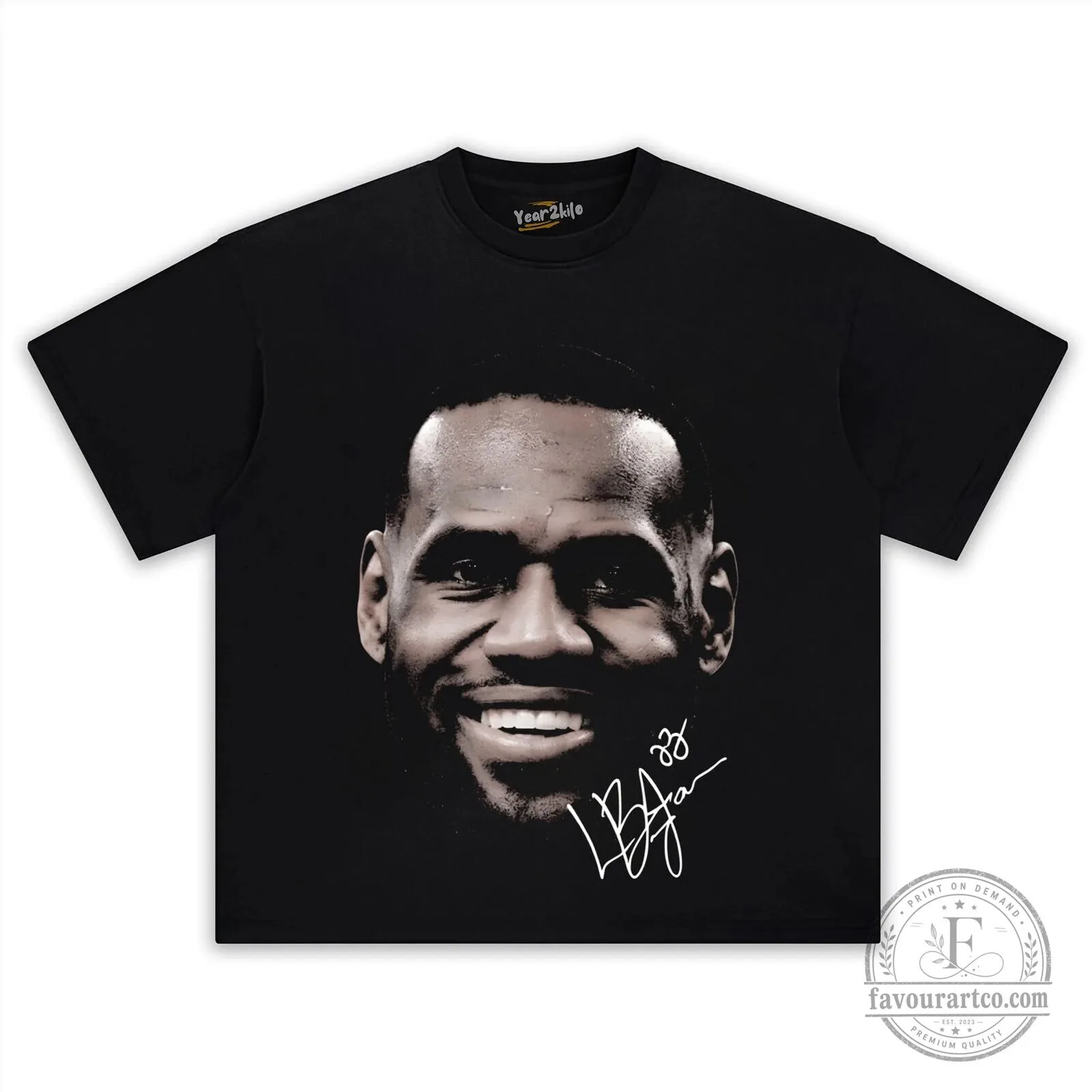 LeBron James Smiling Face Signature Graphic Black T-Shirt